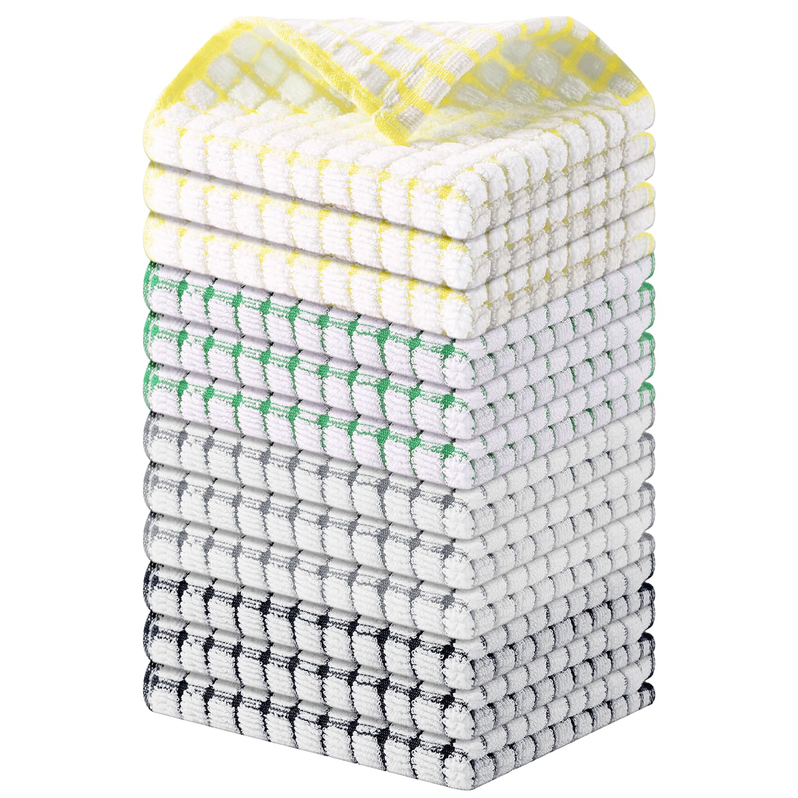 Kitinjoy Cotton 8 Pack Terry Kitchen Dish Cloths, 12 x 12 Inches Super Soft and Absorbent Dish Rags, Quick Drying Dish Towels for Washing Dishes, Mixed Color