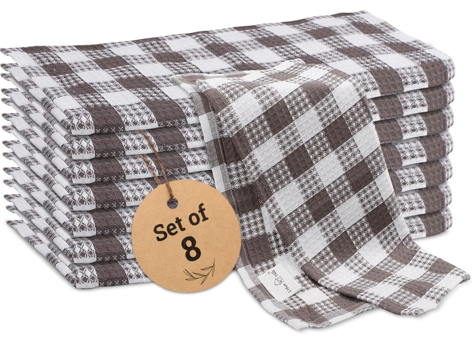 Urban Villa Kitchen Towels 100% Cotton Dish Towels for Kitchen (Set of 6) 20”x30” Dish Cloths Highly Absorbent Kitchen Linen Set with Hanging Loop Perfect for Drying Dishes Cleaning Towels-Blue White