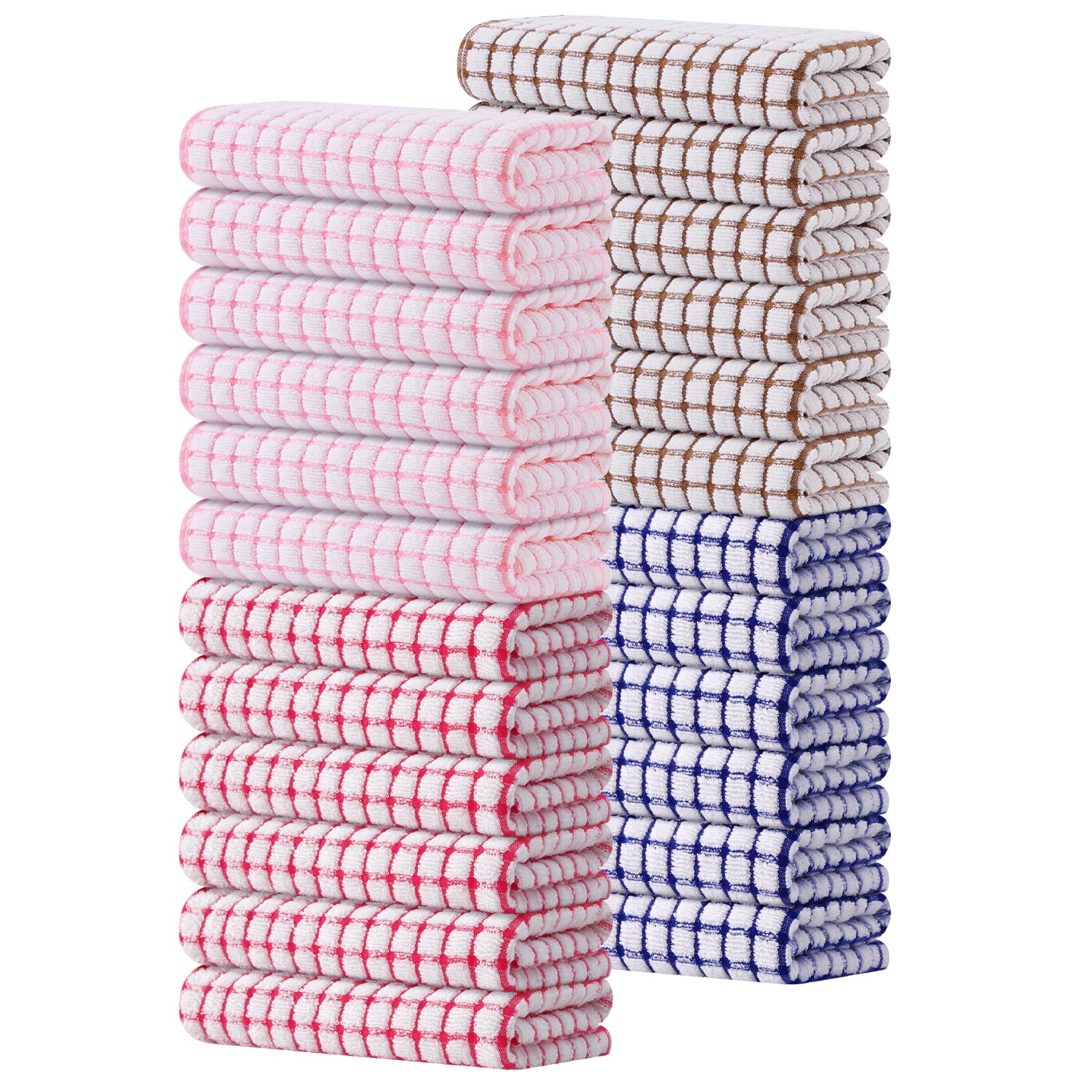 Kitinjoy Cotton 8 Pack Terry Kitchen Dish Cloths, 12 x 12 Inches Super Soft and Absorbent Dish Rags, Quick Drying Dish Towels for Washing Dishes, Mixed Color