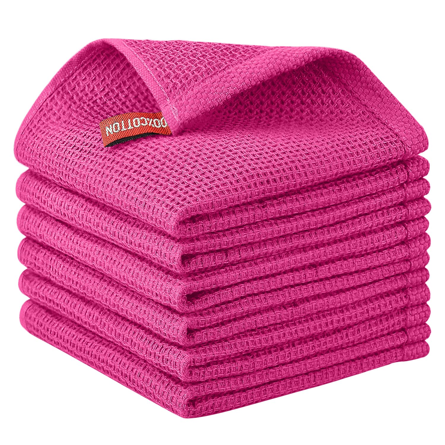 Nialnant 6 Pack Kitchen Towels and Dishcloths Sets,100% Cotton Soft Absorbent Quick Drying Dish Towels for Kitchen,Washing Dishes,12x12 Inches, Multi Color