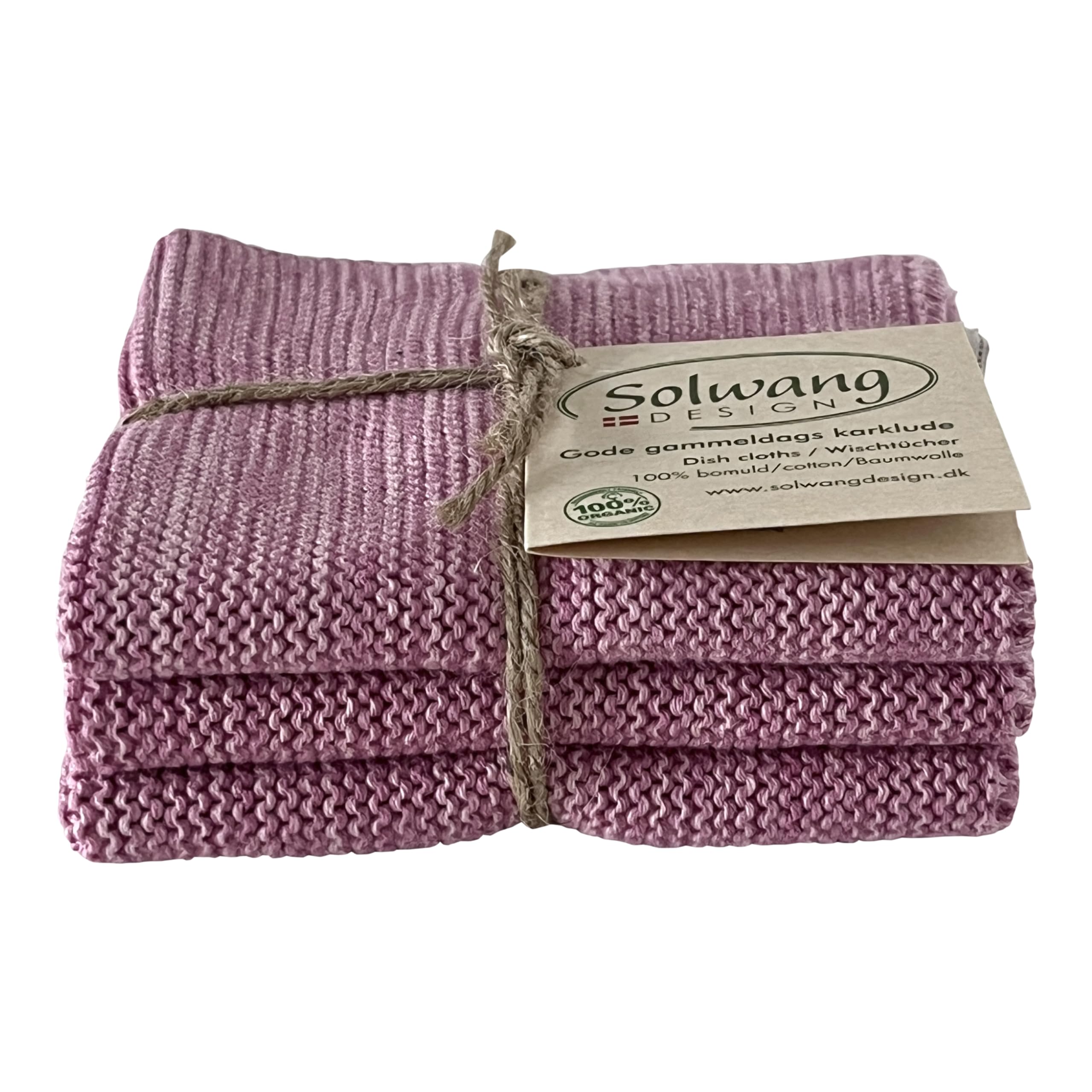 Solwang 3-Piece Danish Cotton Dishcloths in 100% Certified Organic Cotton Made in India (Rustic Blue Organic Combi)