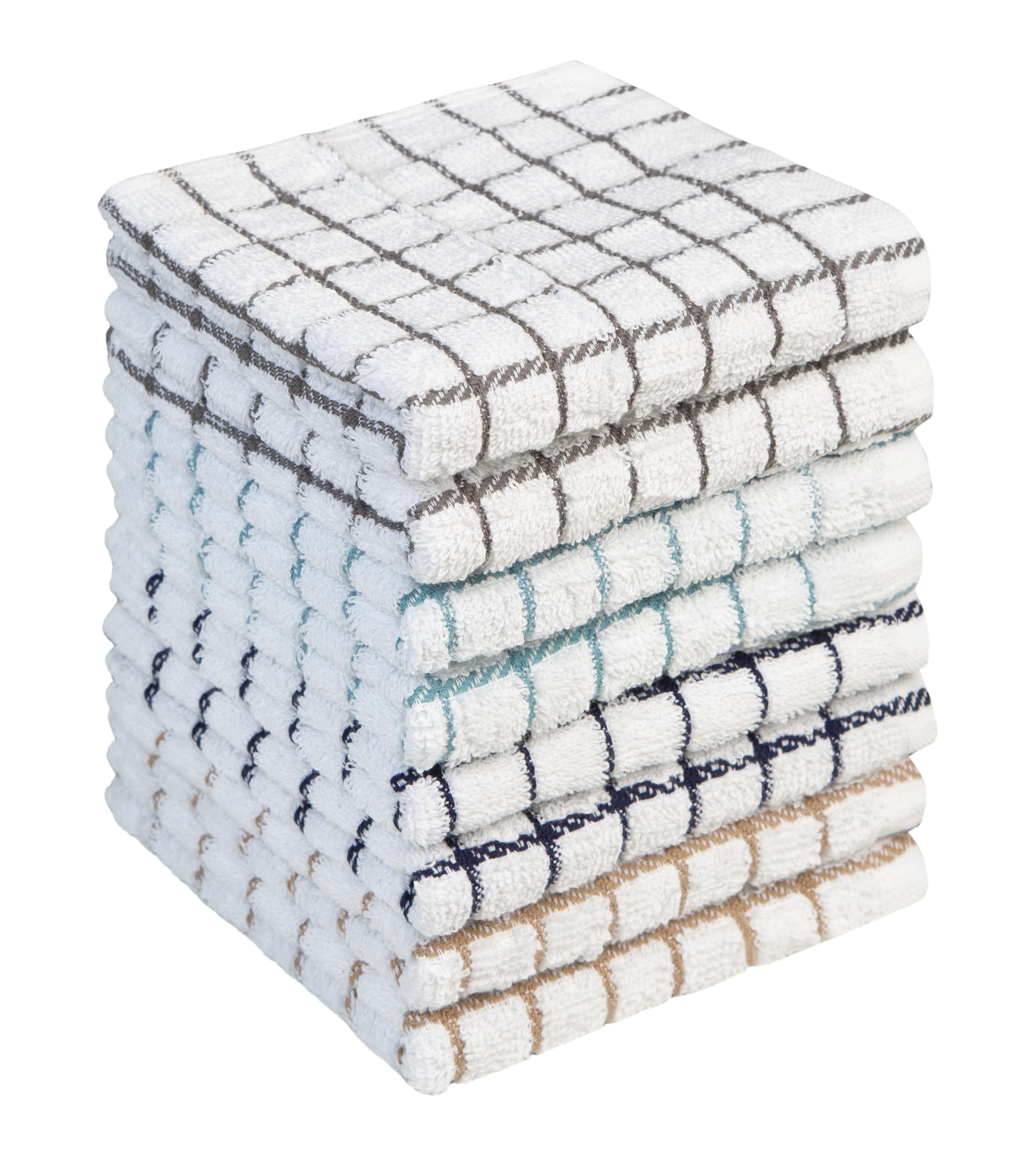 Bumble Dish Cloths (8 Pack) | 12" x 12" | 100% Cotton Kitchen Towels | 405 GSM | Soft, Highly Absorbent & Durable Dish Towels for Kitchen | Gray