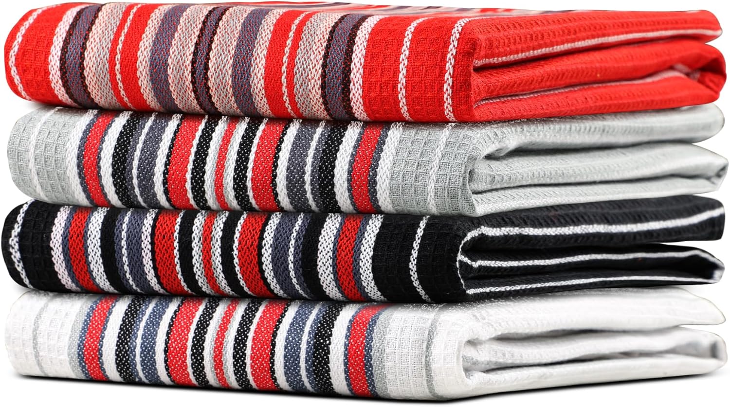 Urban Villa Kitchen Towels 100% Cotton Dish Towels for Kitchen (Set of 6) 20”x30” Dish Cloths Highly Absorbent Kitchen Linen Set with Hanging Loop Perfect for Drying Dishes Cleaning Towels-Blue White