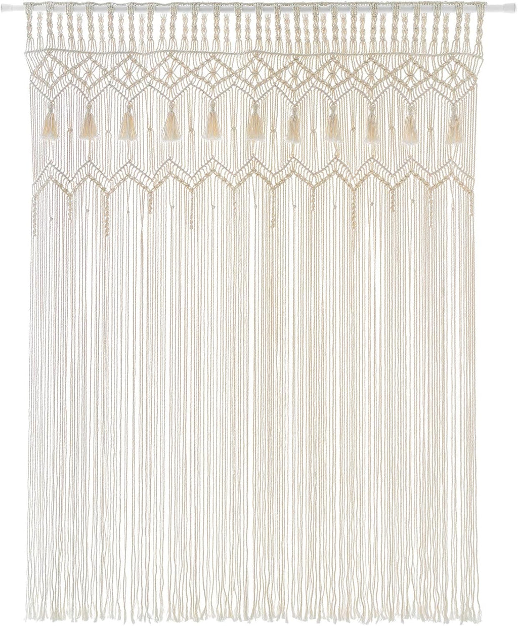 Mkono Macrame Curtain Large Boho Woven Wall Hanging Window Curtains Handmade Bohemian Decor for Window Doorway Closet Wedding Backdrop Arch Bedroom Living Room Apartment, 51''Wide x 70''Long