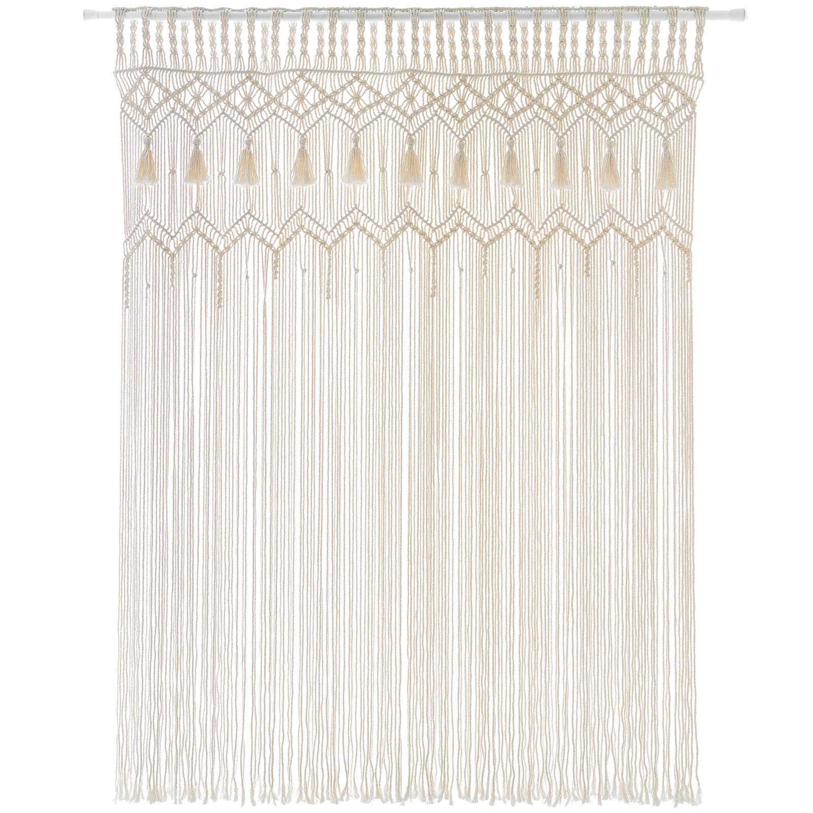 Mkono Macrame Curtain Large Boho Woven Wall Hanging Window Curtains Handmade Bohemian Decor for Window Doorway Closet Wedding Backdrop Arch Bedroom Living Room Apartment, 51''Wide x 70''Long
