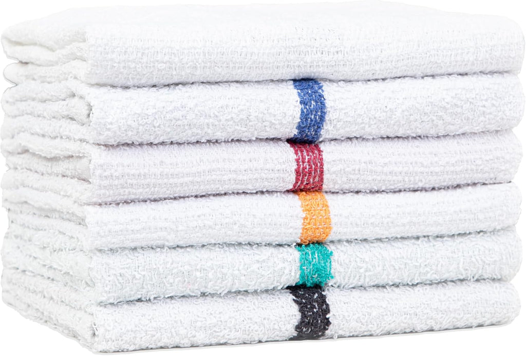 Arkwright Bar Mop Towels, Pack of 12, 100% Cotton Kitchen Dishcloths, Absorbent Quick Dry Cleaning Cloths for Restaurant, Bar and Home Kitchen, 16 x 19 in, White/Blue