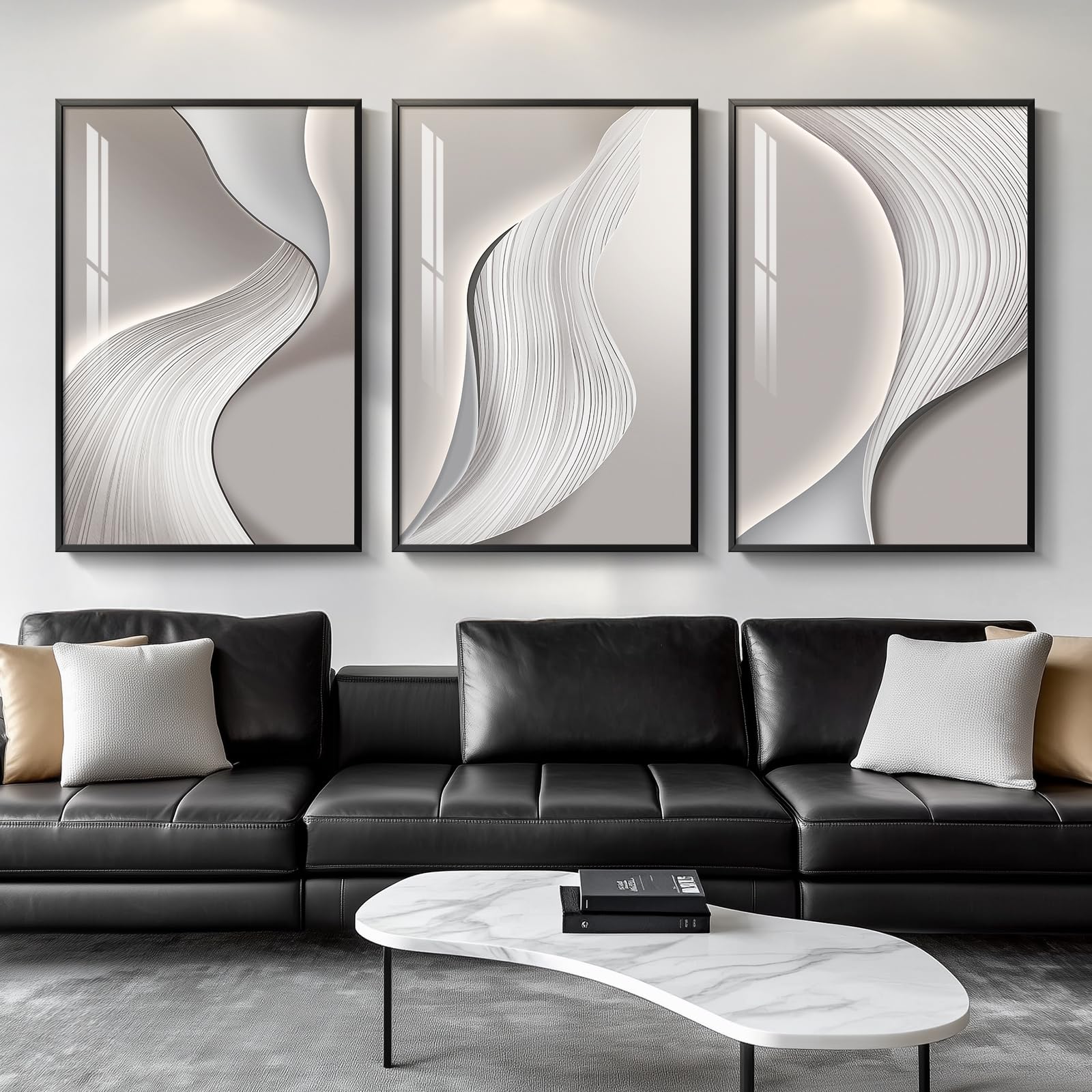 Large Framed Modern Luxury Gold Wall Art for Living Room, 3 Piece Bright Style Art Prints Paintings Artwork for Walls, Bronze Gold Geometric Pictures for Hallway Stair Office Wall Decor 24x36 In