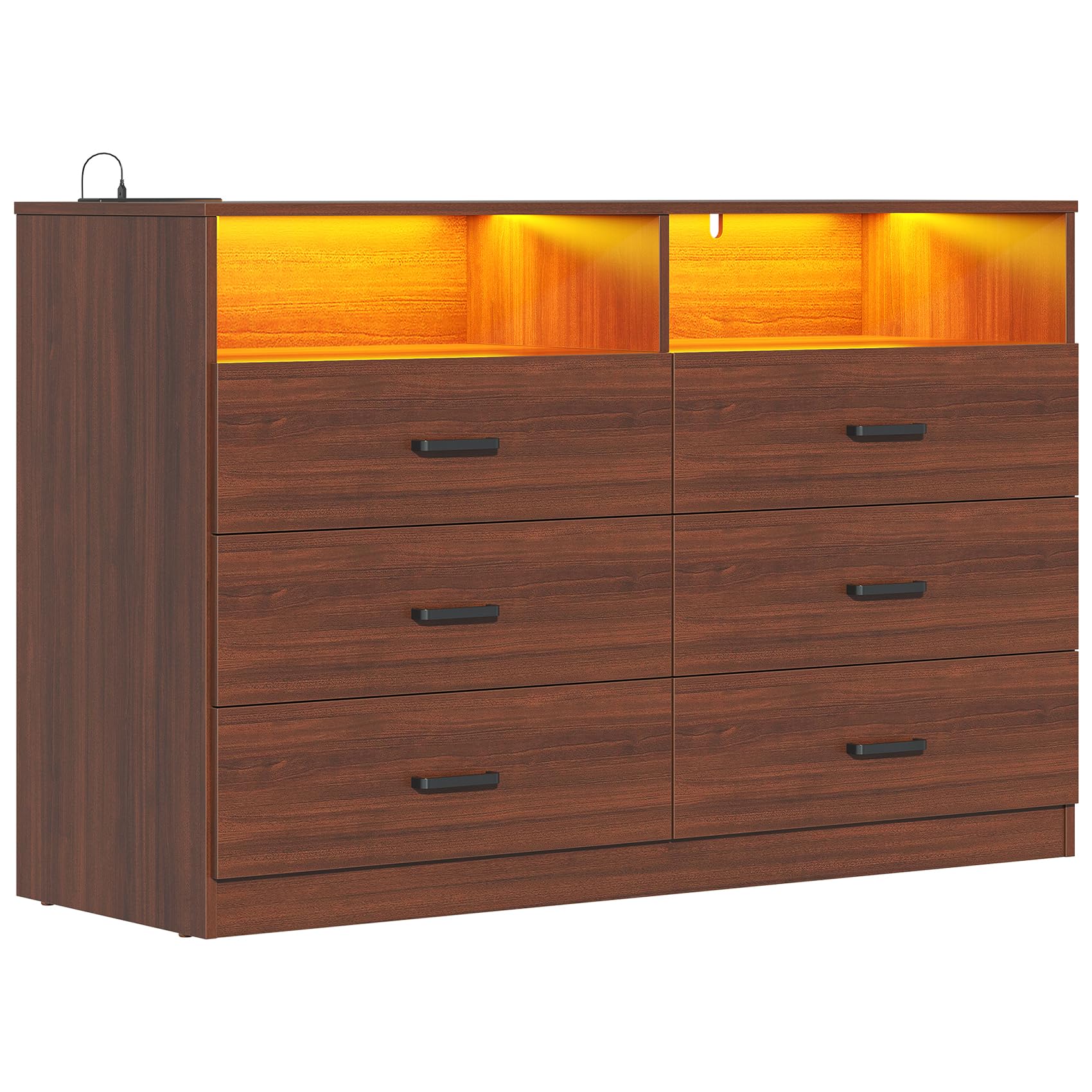 Bigbiglife Dresser for Bedroom, 6 Drawer Double Dresser, Modern Chest of Drawers with Deep Drawers, TV Stand Large Storage Organizer for Living Room, Closet (Light Oak)