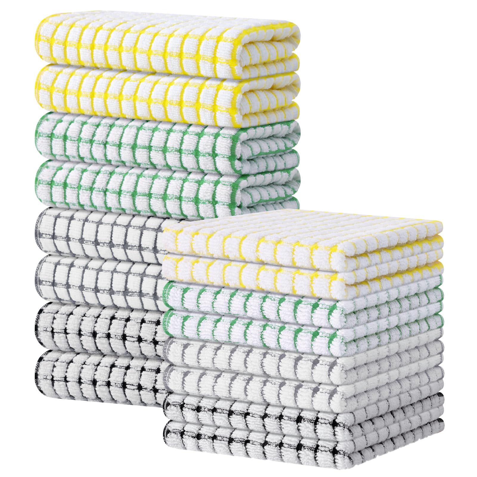 Kitinjoy Cotton 8 Pack Terry Kitchen Dish Cloths, 12 x 12 Inches Super Soft and Absorbent Dish Rags, Quick Drying Dish Towels for Washing Dishes, Mixed Color