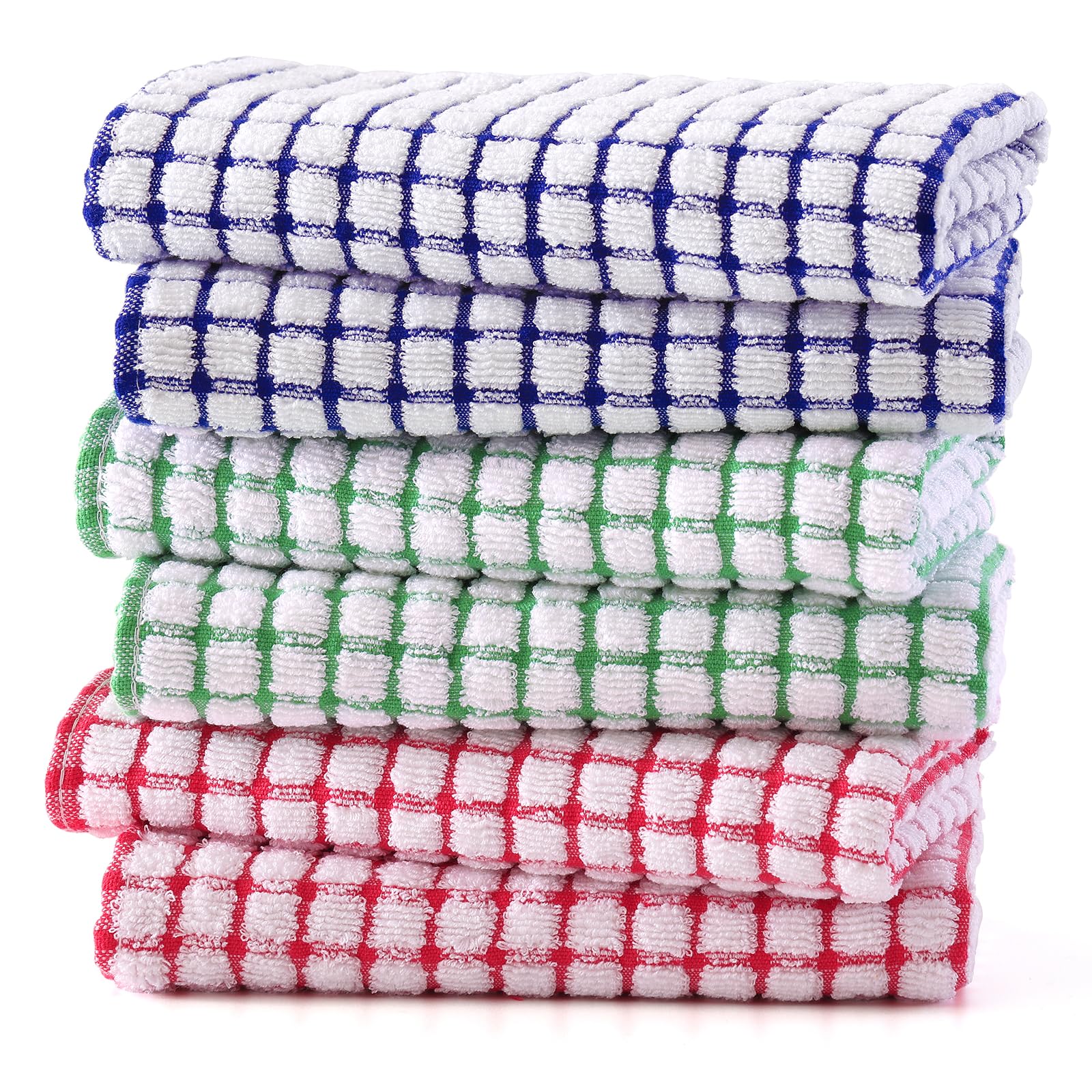Kitinjoy Cotton 8 Pack Terry Kitchen Dish Cloths, 12 x 12 Inches Super Soft and Absorbent Dish Rags, Quick Drying Dish Towels for Washing Dishes, Mixed Color