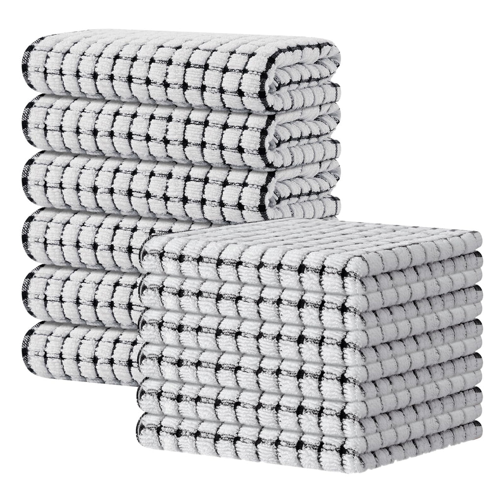 Kitinjoy Cotton 8 Pack Terry Kitchen Dish Cloths, 12 x 12 Inches Super Soft and Absorbent Dish Rags, Quick Drying Dish Towels for Washing Dishes, Mixed Color