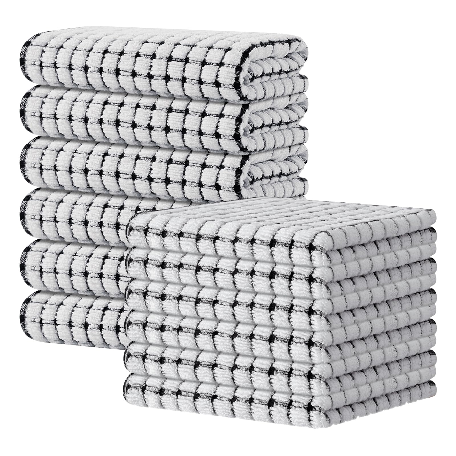 Kitinjoy Cotton 8 Pack Terry Kitchen Dish Cloths, 12 x 12 Inches Super Soft and Absorbent Dish Rags, Quick Drying Dish Towels for Washing Dishes, Mixed Color
