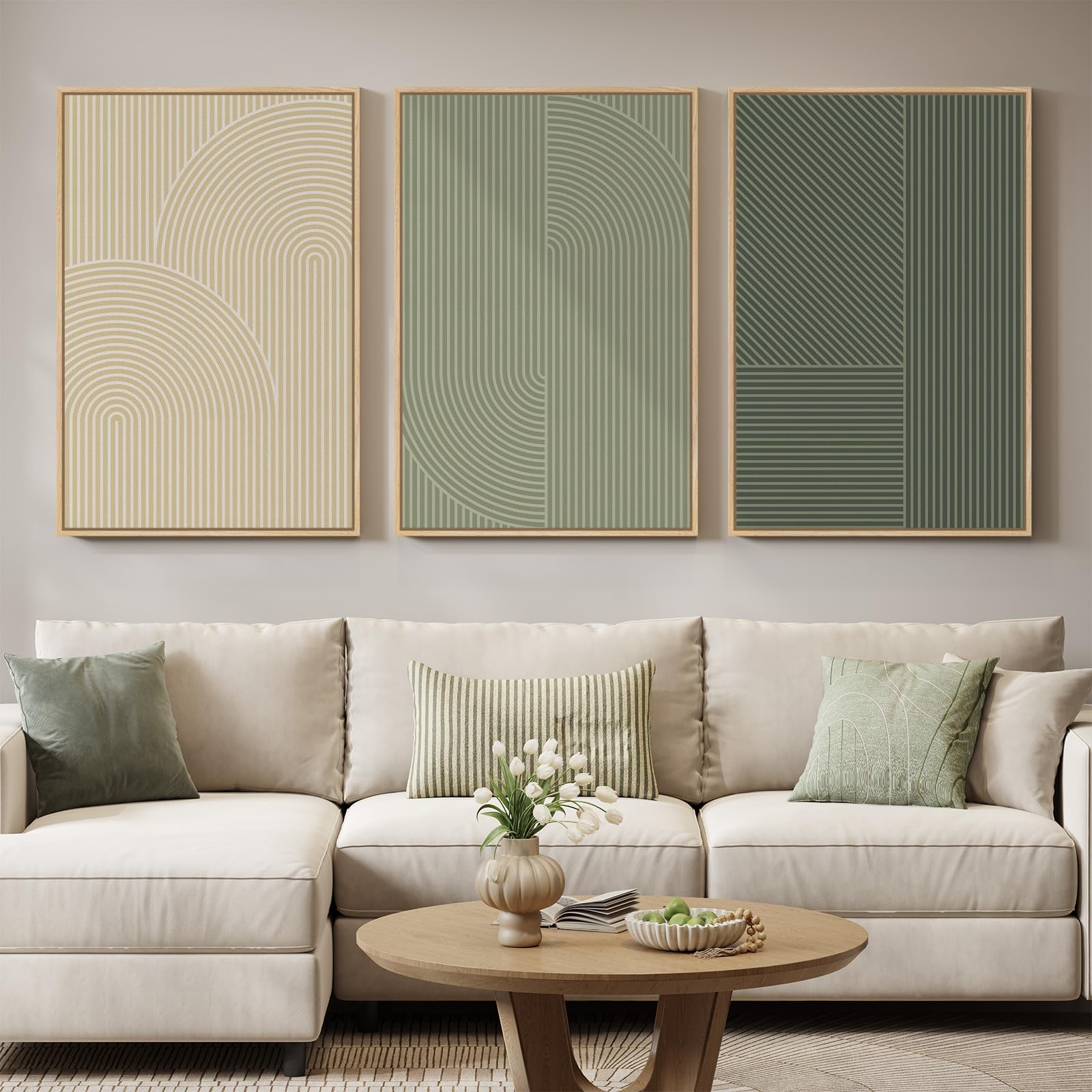 Large Framed Blue and Grey Abstract Wall Art for Living Room, 3 Piece Modern Canvas Prints Paintings Artwork for Walls, Minimalist Abstract Pictures Wall Decor for Hallway Office Bedroom 24x36 In