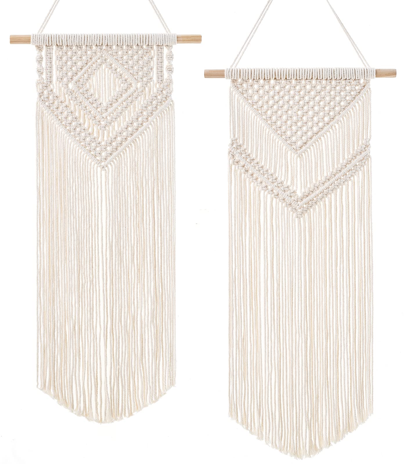 Dahey Small Macrame Wall Hanging 2 Pcs Woven Tapestry Wall Art Decor - Beautiful for Boho Home Bedroom Dorm College Classroom Decor, Apartment, Nursery, Party Decorations, 16.5" L x 10" W and 17.5"x 10"W