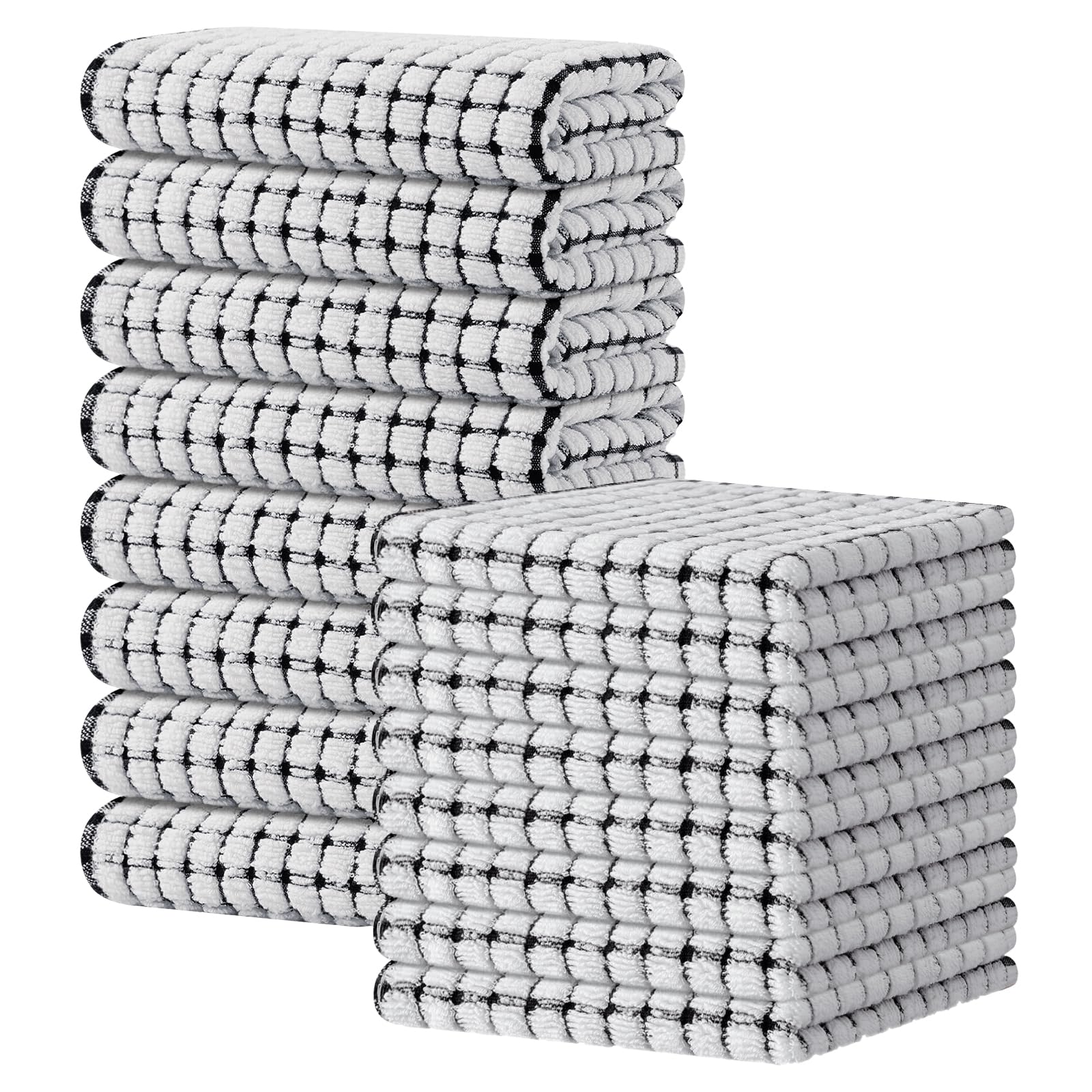Kitinjoy Cotton 8 Pack Terry Kitchen Dish Cloths, 12 x 12 Inches Super Soft and Absorbent Dish Rags, Quick Drying Dish Towels for Washing Dishes, Mixed Color