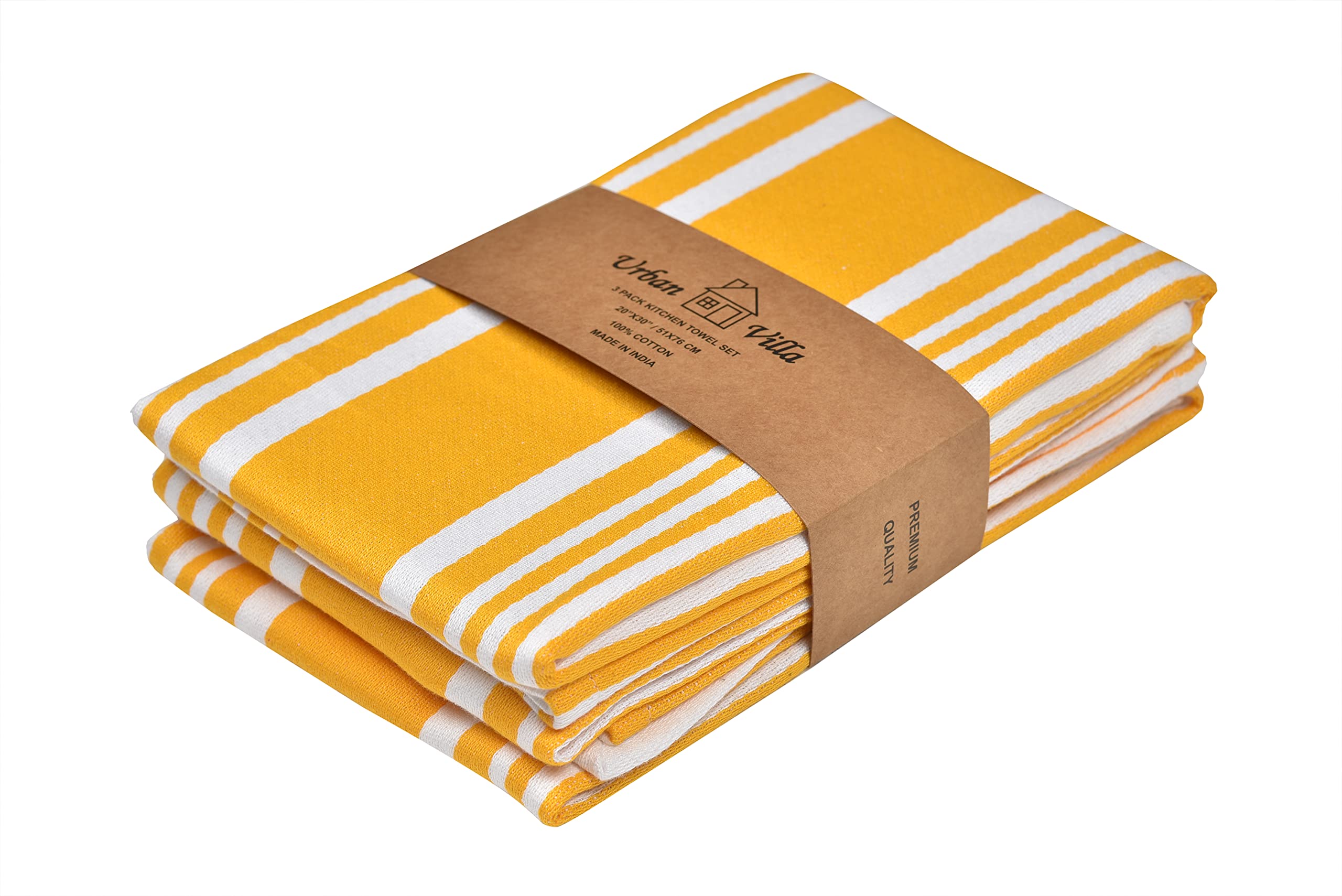 Urban Villa Kitchen Towels 100% Cotton Dish Towels for Kitchen (Set of 6) 20”x30” Dish Cloths Highly Absorbent Kitchen Linen Set with Hanging Loop Perfect for Drying Dishes Cleaning Towels-Blue White