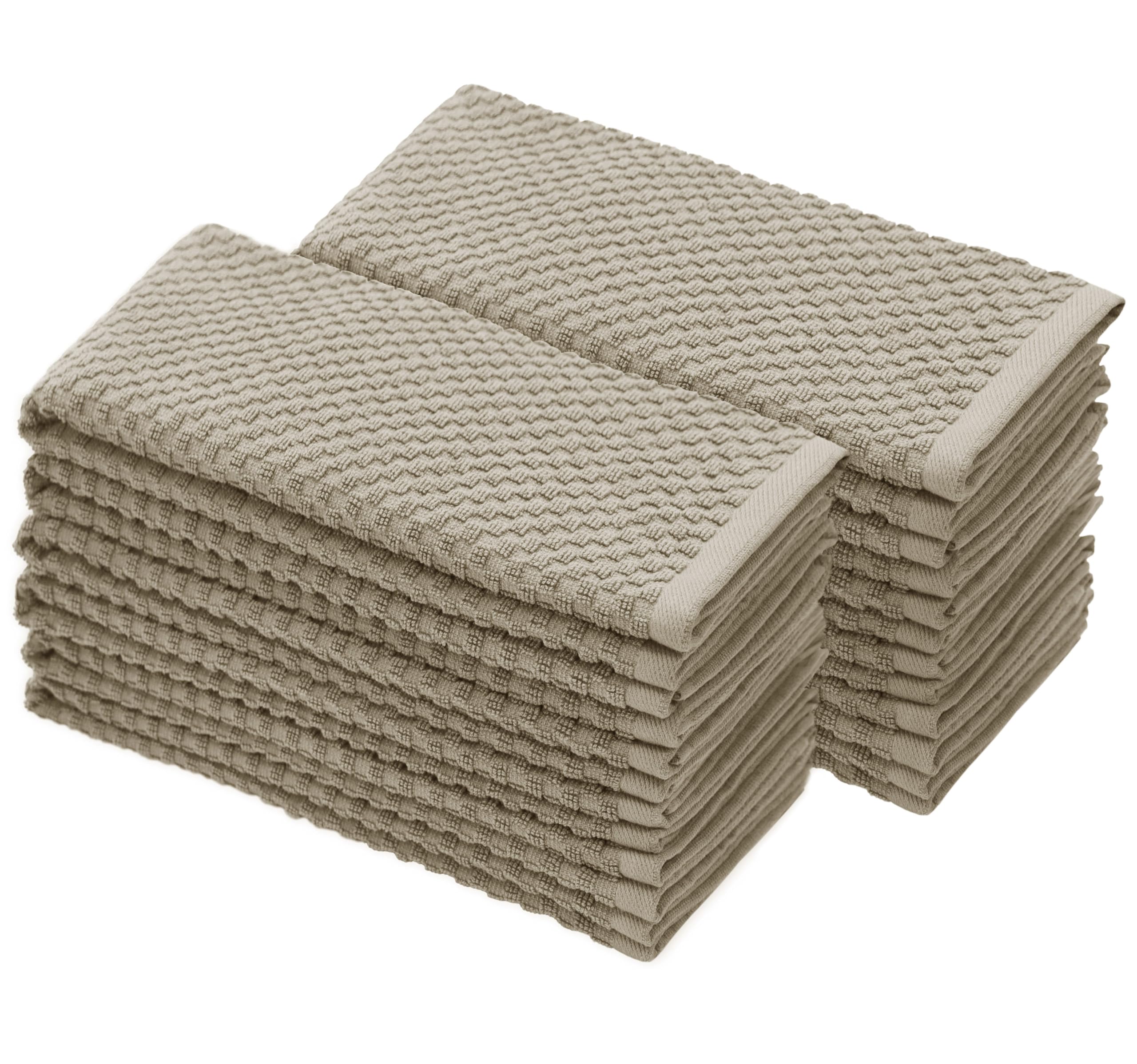 COTTON CRAFT Euro Café Set of 12 Waffle Weave Pure Cotton Super Absorbent Multipurpose Kitchen Towels, Dishcloths, Tea Towels White