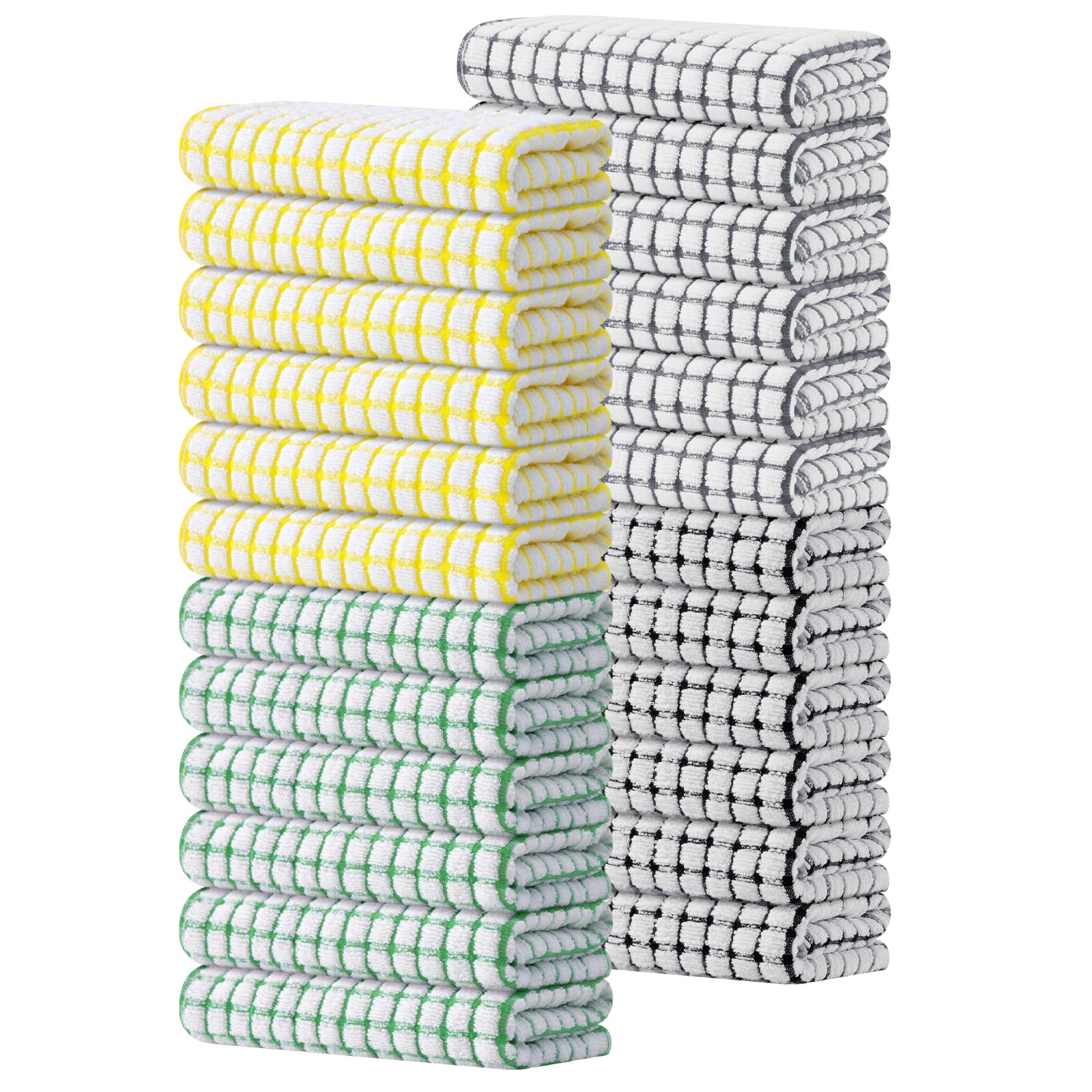 Kitinjoy Cotton 8 Pack Terry Kitchen Dish Cloths, 12 x 12 Inches Super Soft and Absorbent Dish Rags, Quick Drying Dish Towels for Washing Dishes, Mixed Color