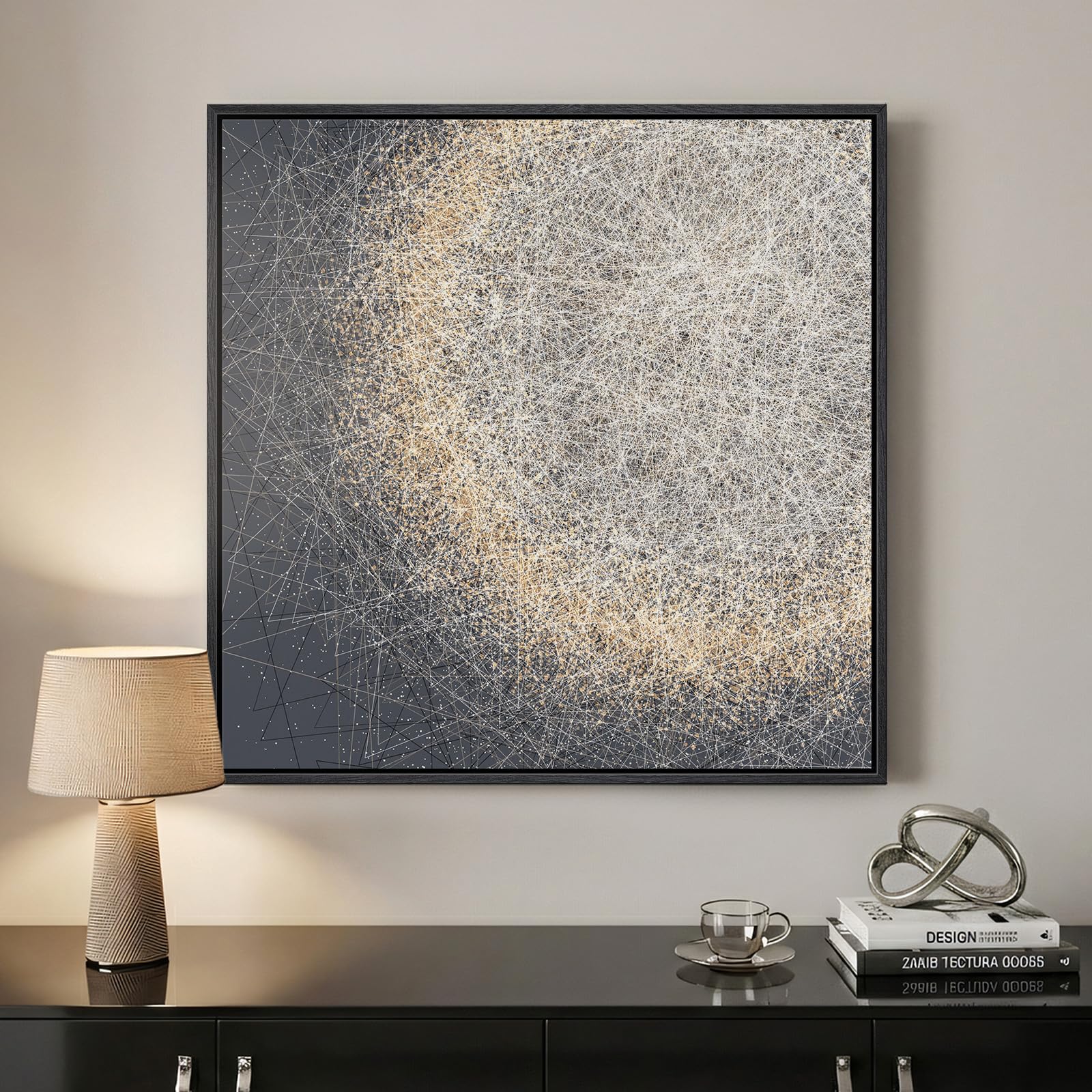 Framed Sage Green Abstract Wall Art, Modern Canvas Prints Artwork for Walls, Square Minimalist All Green Abstract Pictures for Living Room, Hallway, Fireplace, Bedroom, Home Office Wall Decor 30x30 In