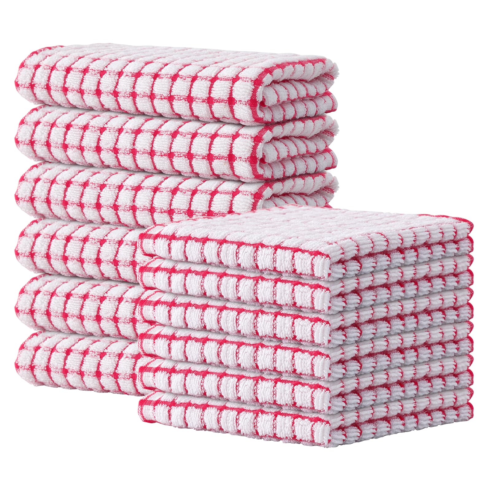 Kitinjoy Cotton 8 Pack Terry Kitchen Dish Cloths, 12 x 12 Inches Super Soft and Absorbent Dish Rags, Quick Drying Dish Towels for Washing Dishes, Mixed Color