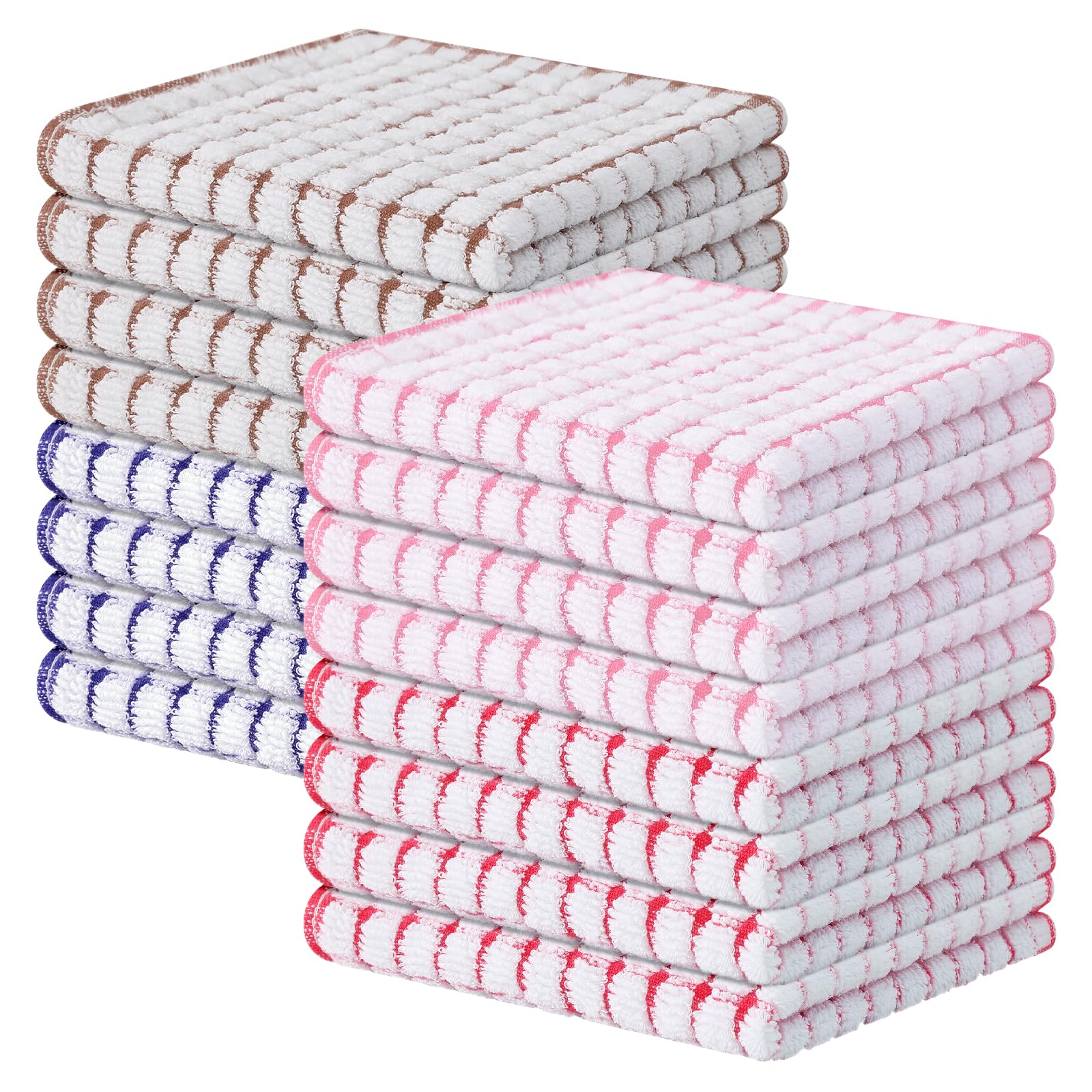 Kitinjoy Cotton 8 Pack Terry Kitchen Dish Cloths, 12 x 12 Inches Super Soft and Absorbent Dish Rags, Quick Drying Dish Towels for Washing Dishes, Mixed Color