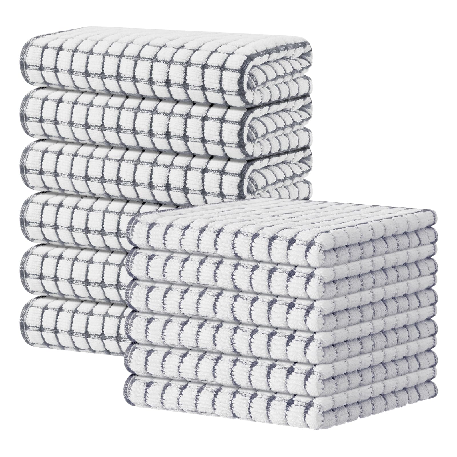 Kitinjoy Cotton 8 Pack Terry Kitchen Dish Cloths, 12 x 12 Inches Super Soft and Absorbent Dish Rags, Quick Drying Dish Towels for Washing Dishes, Mixed Color
