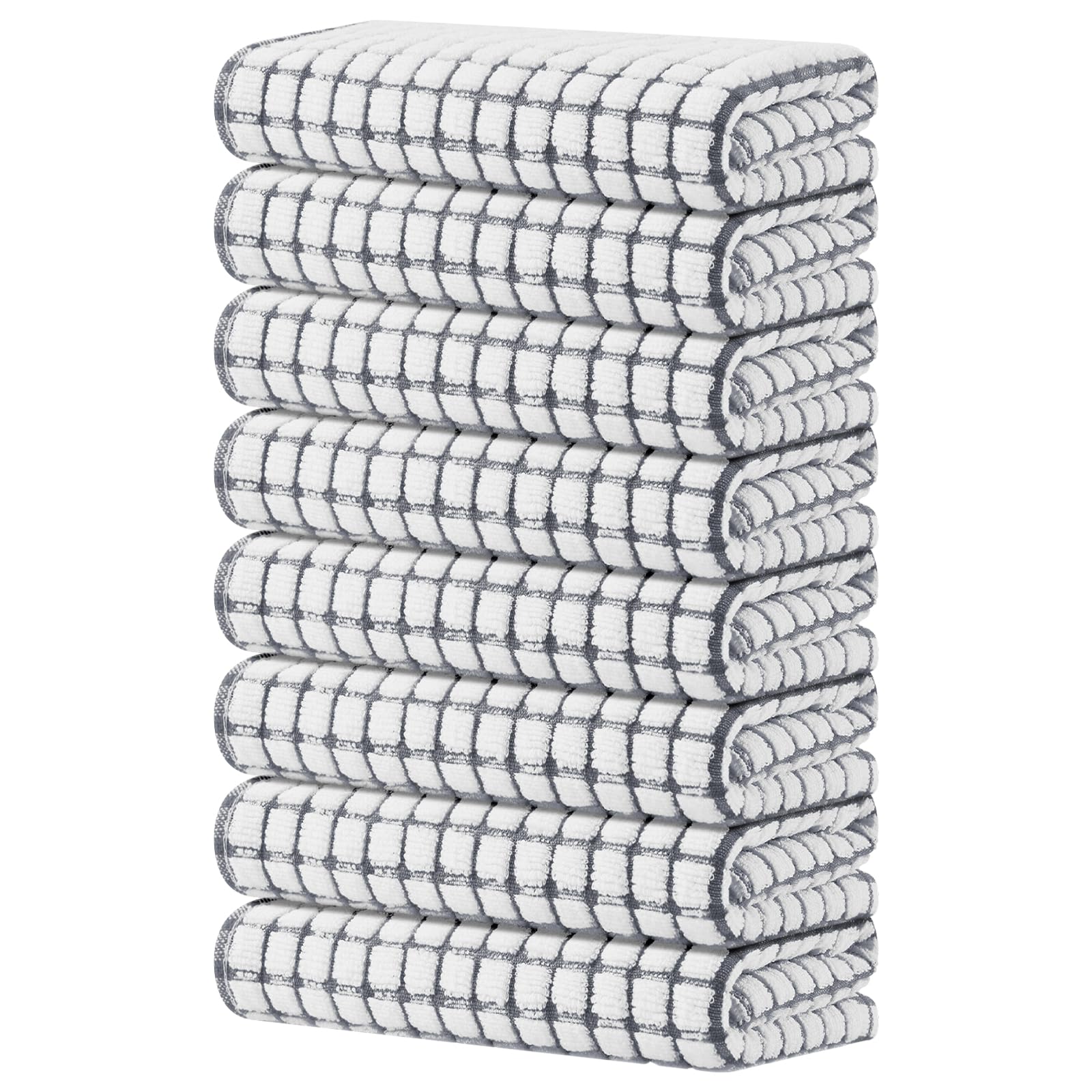 Kitinjoy Cotton 8 Pack Terry Kitchen Dish Cloths, 12 x 12 Inches Super Soft and Absorbent Dish Rags, Quick Drying Dish Towels for Washing Dishes, Mixed Color