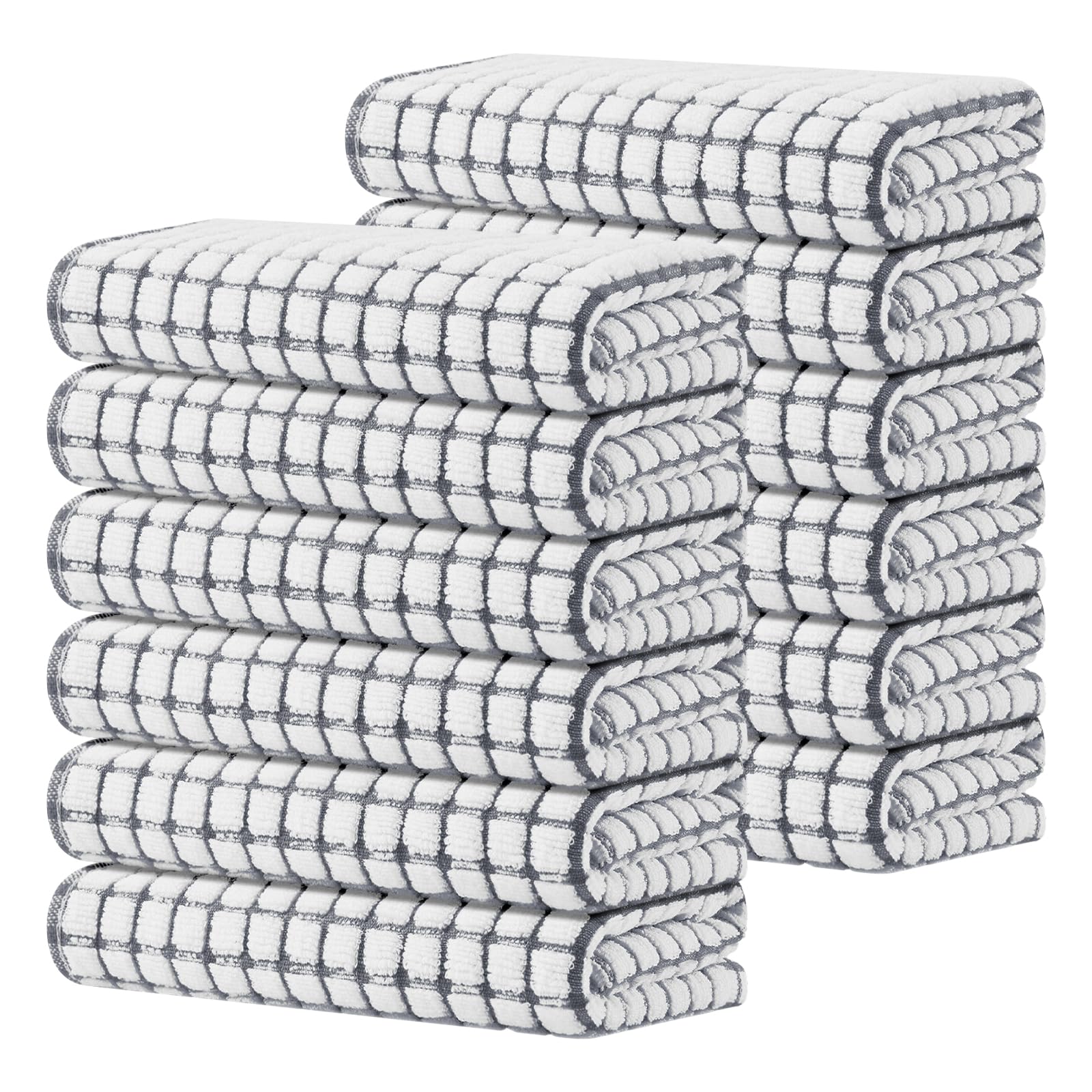 Kitinjoy Cotton 8 Pack Terry Kitchen Dish Cloths, 12 x 12 Inches Super Soft and Absorbent Dish Rags, Quick Drying Dish Towels for Washing Dishes, Mixed Color