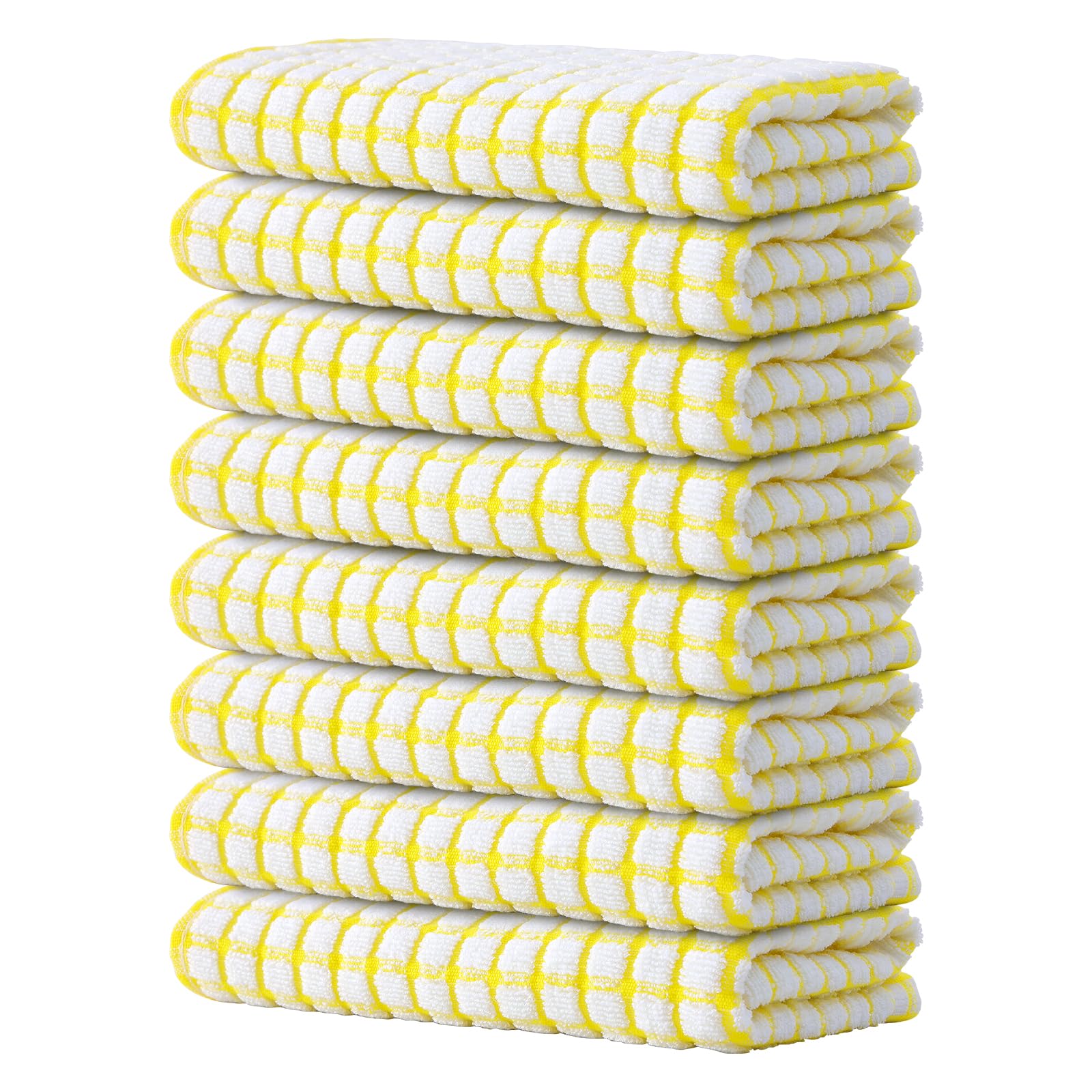Kitinjoy Cotton 8 Pack Terry Kitchen Dish Cloths, 12 x 12 Inches Super Soft and Absorbent Dish Rags, Quick Drying Dish Towels for Washing Dishes, Mixed Color