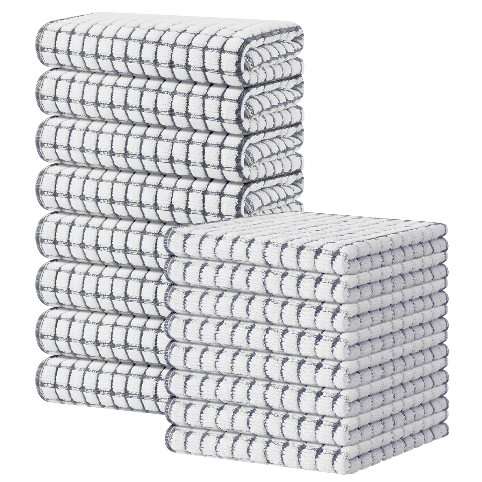 Kitinjoy Cotton 8 Pack Terry Kitchen Dish Cloths, 12 x 12 Inches Super Soft and Absorbent Dish Rags, Quick Drying Dish Towels for Washing Dishes, Mixed Color