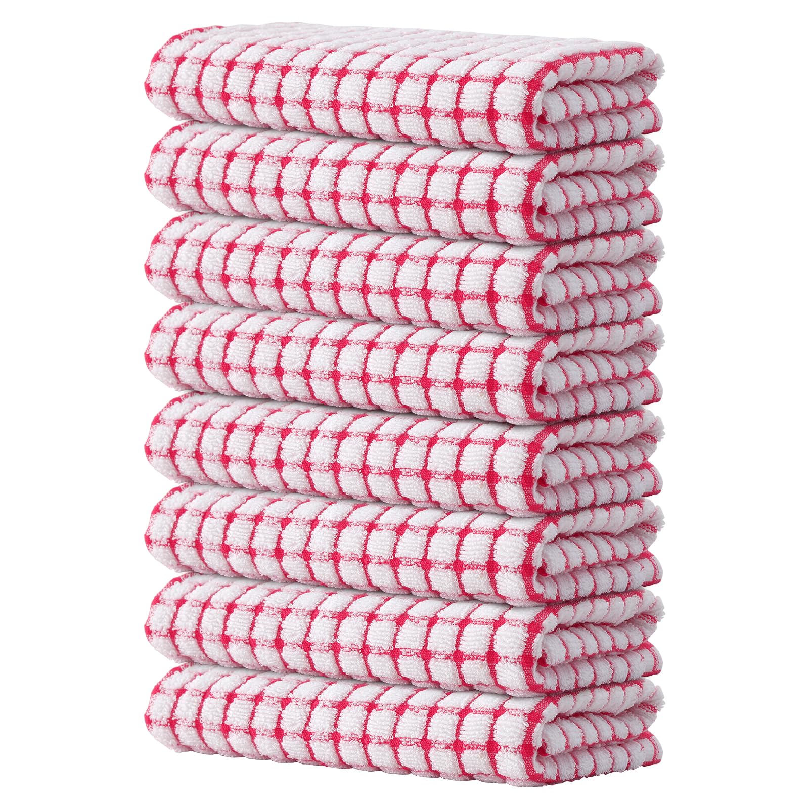 Kitinjoy Cotton 8 Pack Terry Kitchen Dish Cloths, 12 x 12 Inches Super Soft and Absorbent Dish Rags, Quick Drying Dish Towels for Washing Dishes, Mixed Color