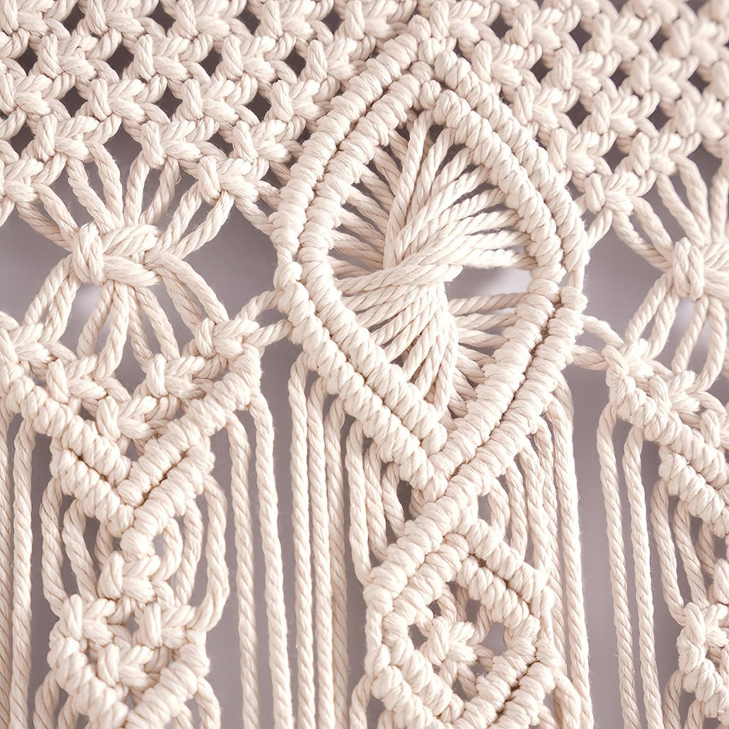 Macrame Curtain Wall Hanging Handmade Boho Curtains for Wedding Backdrop Arch Closet Room Divider Boho Wall Decor 40"X80"
