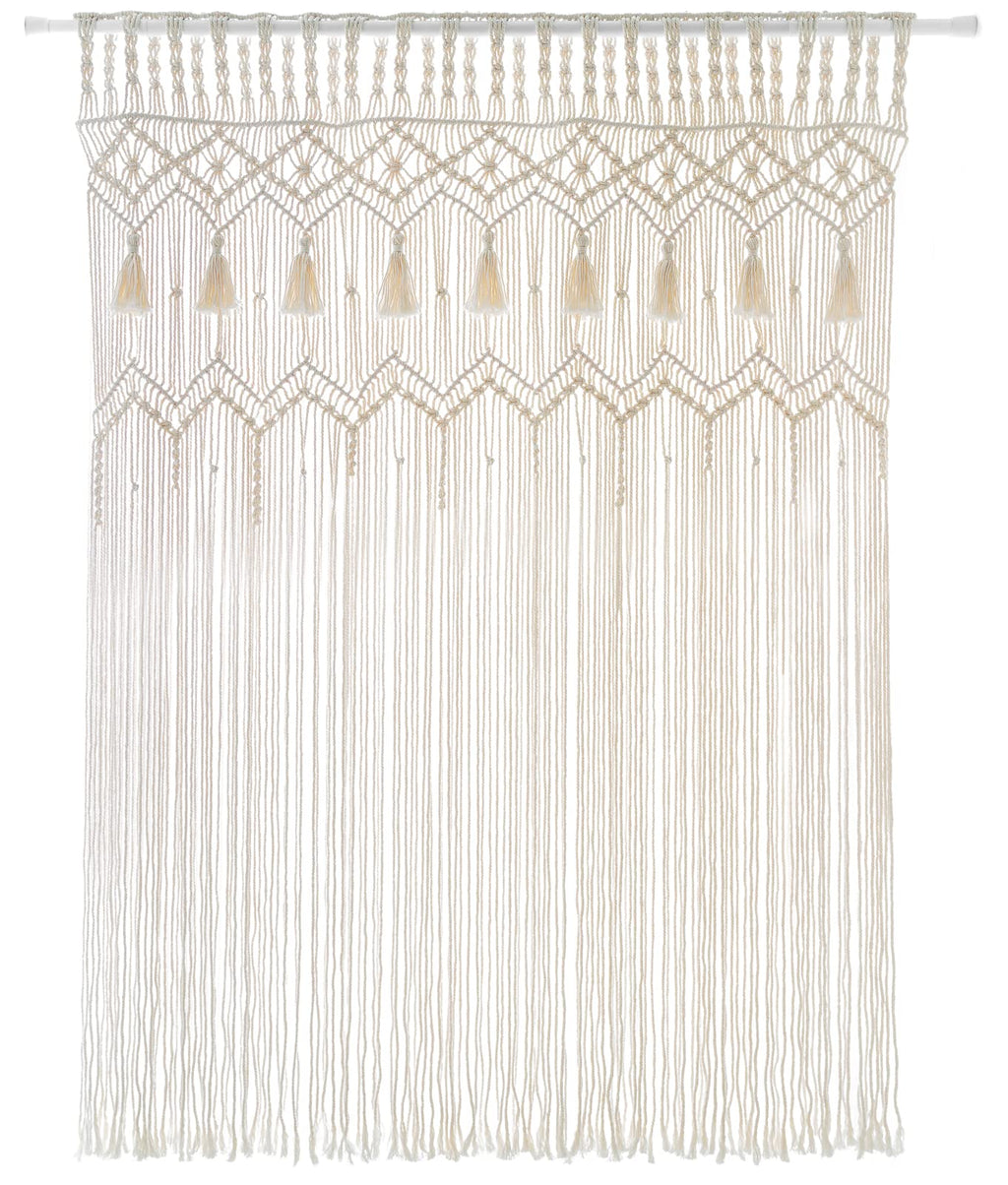 Mkono Macrame Curtain Large Boho Woven Wall Hanging Window Curtains Handmade Bohemian Decor for Window Doorway Closet Wedding Backdrop Arch Bedroom Living Room Apartment, 51''Wide x 70''Long