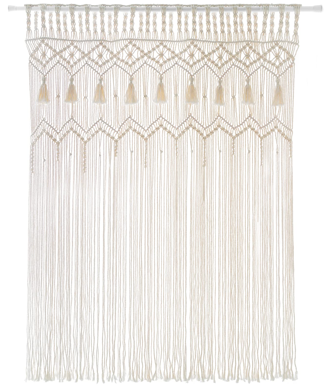 Mkono Macrame Curtain Large Boho Woven Wall Hanging Window Curtains Handmade Bohemian Decor for Window Doorway Closet Wedding Backdrop Arch Bedroom Living Room Apartment, 51''Wide x 70''Long