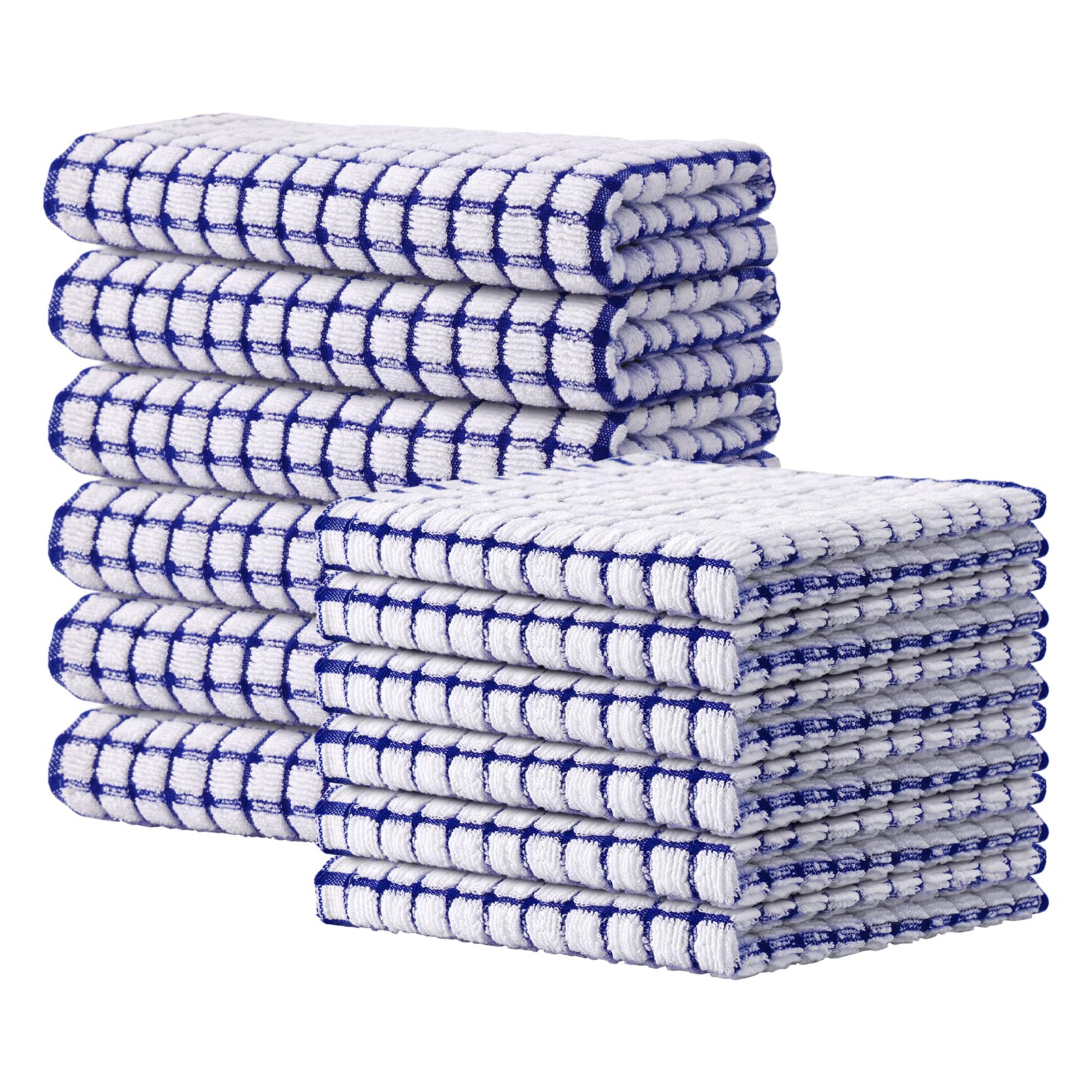 Kitinjoy Cotton 8 Pack Terry Kitchen Dish Cloths, 12 x 12 Inches Super Soft and Absorbent Dish Rags, Quick Drying Dish Towels for Washing Dishes, Mixed Color