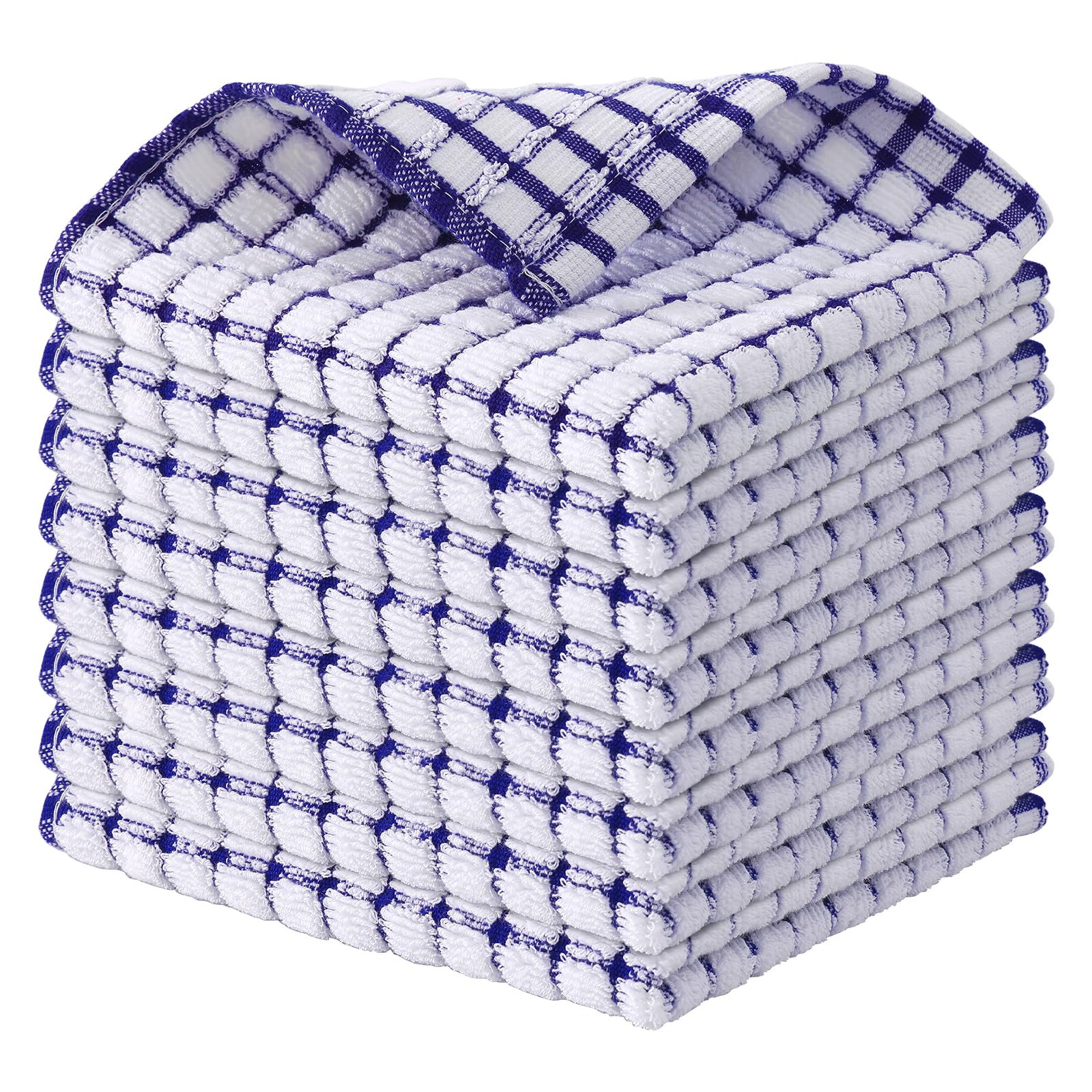 Kitinjoy Cotton 8 Pack Terry Kitchen Dish Cloths, 12 x 12 Inches Super Soft and Absorbent Dish Rags, Quick Drying Dish Towels for Washing Dishes, Mixed Color