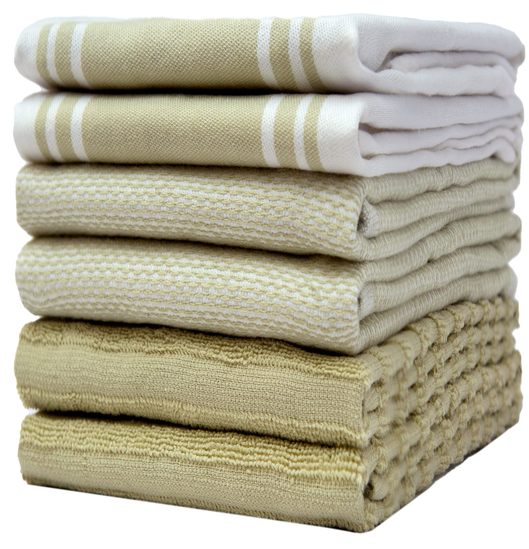 Premium Kitchen Towels (20”x 28”, 6 Pack) | Large Cotton Dish Towels | Flat & Terry Highly Absorbent Kitchen Linen Set with Hanging Loop | Gray