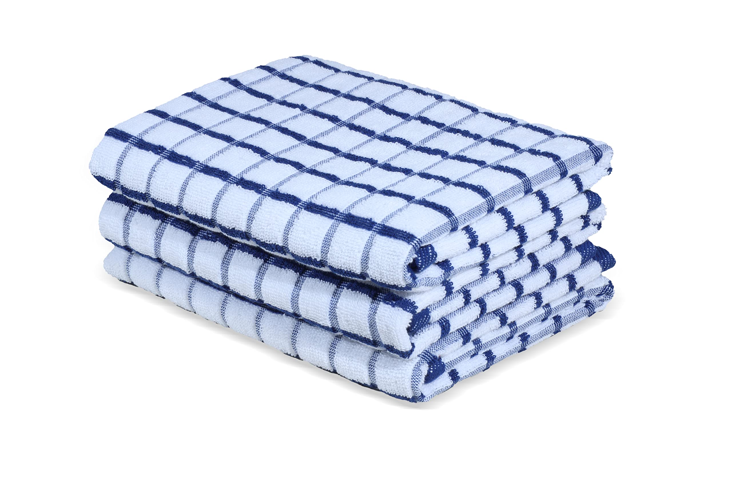 Urban Villa Kitchen Towels 100% Cotton Dish Towels for Kitchen (Set of 6) 20”x30” Dish Cloths Highly Absorbent Kitchen Linen Set with Hanging Loop Perfect for Drying Dishes Cleaning Towels-Blue White