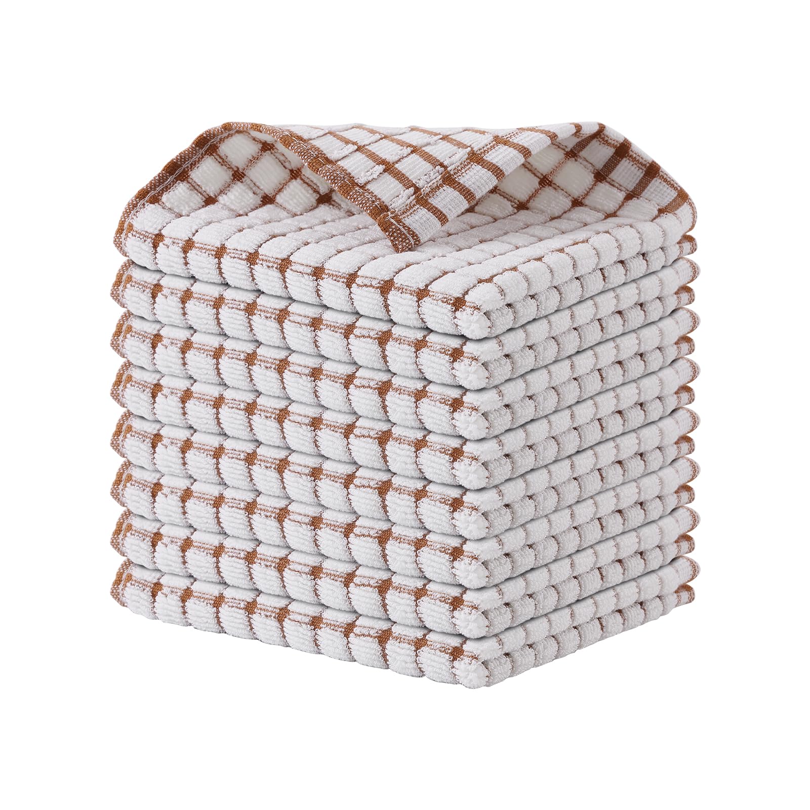 Kitinjoy Cotton 8 Pack Terry Kitchen Dish Cloths, 12 x 12 Inches Super Soft and Absorbent Dish Rags, Quick Drying Dish Towels for Washing Dishes, Mixed Color