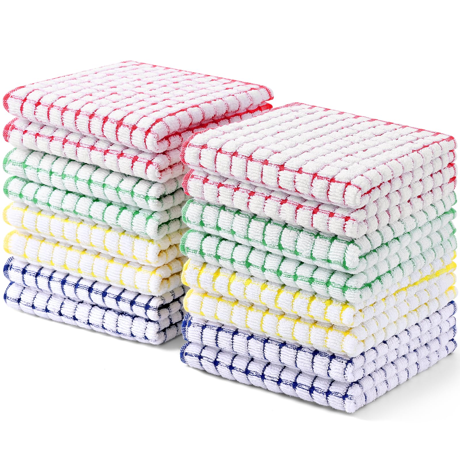 Kitinjoy Cotton 8 Pack Terry Kitchen Dish Cloths, 12 x 12 Inches Super Soft and Absorbent Dish Rags, Quick Drying Dish Towels for Washing Dishes, Mixed Color