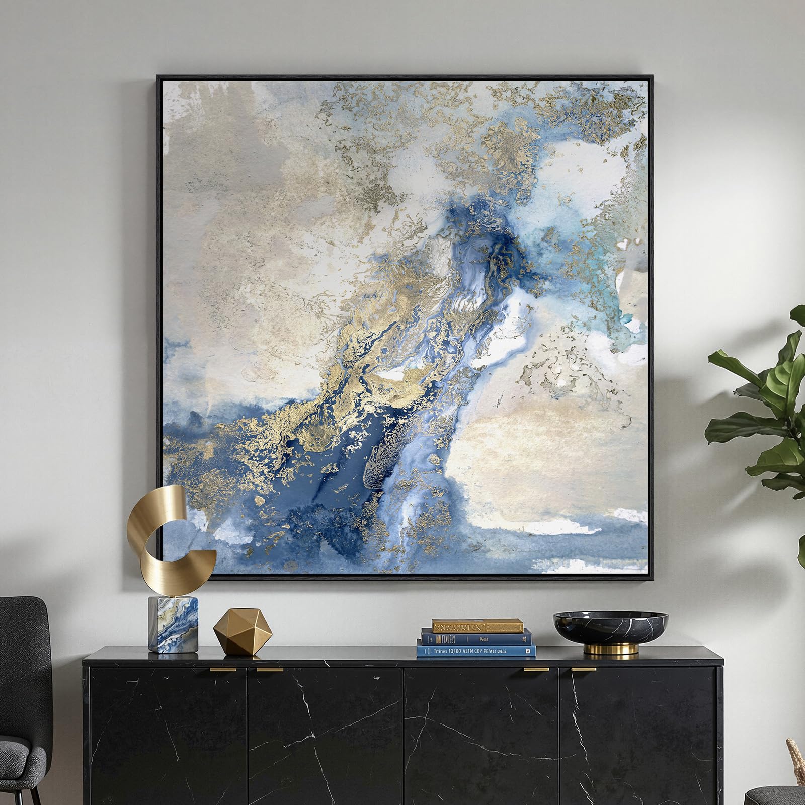 Framed Sage Green Abstract Wall Art, Modern Canvas Prints Artwork for Walls, Square Minimalist All Green Abstract Pictures for Living Room, Hallway, Fireplace, Bedroom, Home Office Wall Decor 30x30 In