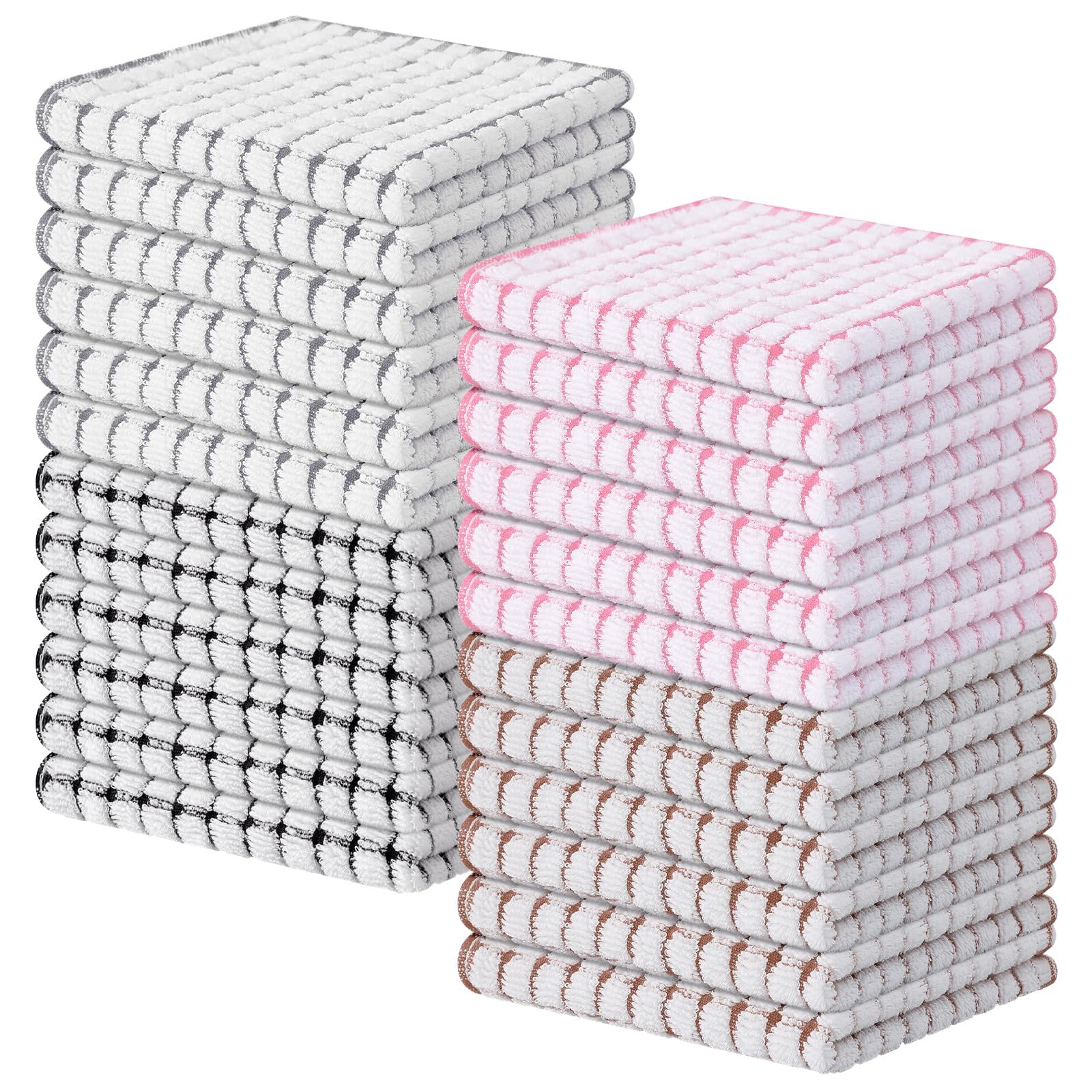Kitinjoy Cotton 8 Pack Terry Kitchen Dish Cloths, 12 x 12 Inches Super Soft and Absorbent Dish Rags, Quick Drying Dish Towels for Washing Dishes, Mixed Color