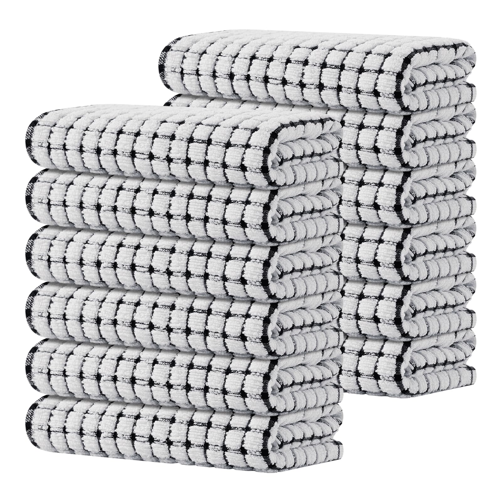 Kitinjoy Cotton 8 Pack Terry Kitchen Dish Cloths, 12 x 12 Inches Super Soft and Absorbent Dish Rags, Quick Drying Dish Towels for Washing Dishes, Mixed Color