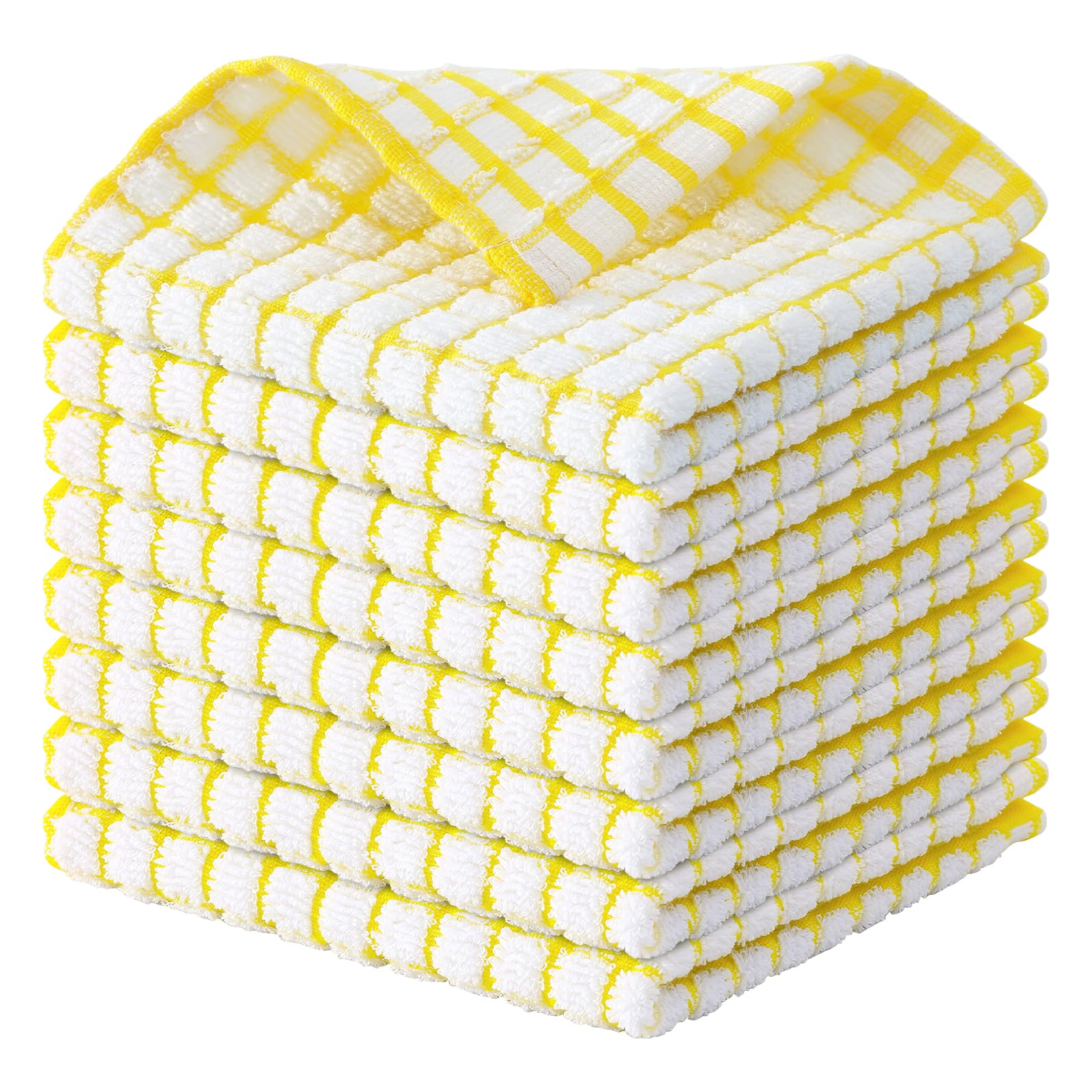 Kitinjoy Cotton 8 Pack Terry Kitchen Dish Cloths, 12 x 12 Inches Super Soft and Absorbent Dish Rags, Quick Drying Dish Towels for Washing Dishes, Mixed Color