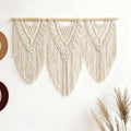 oiikain Large Handmade Boho Macrame Wall Hanging Tapestry - Chic Bohemian Woven Home Decor art for Living Room, Bedroom, and Wedding Parties (Beige, twelve rhombus)