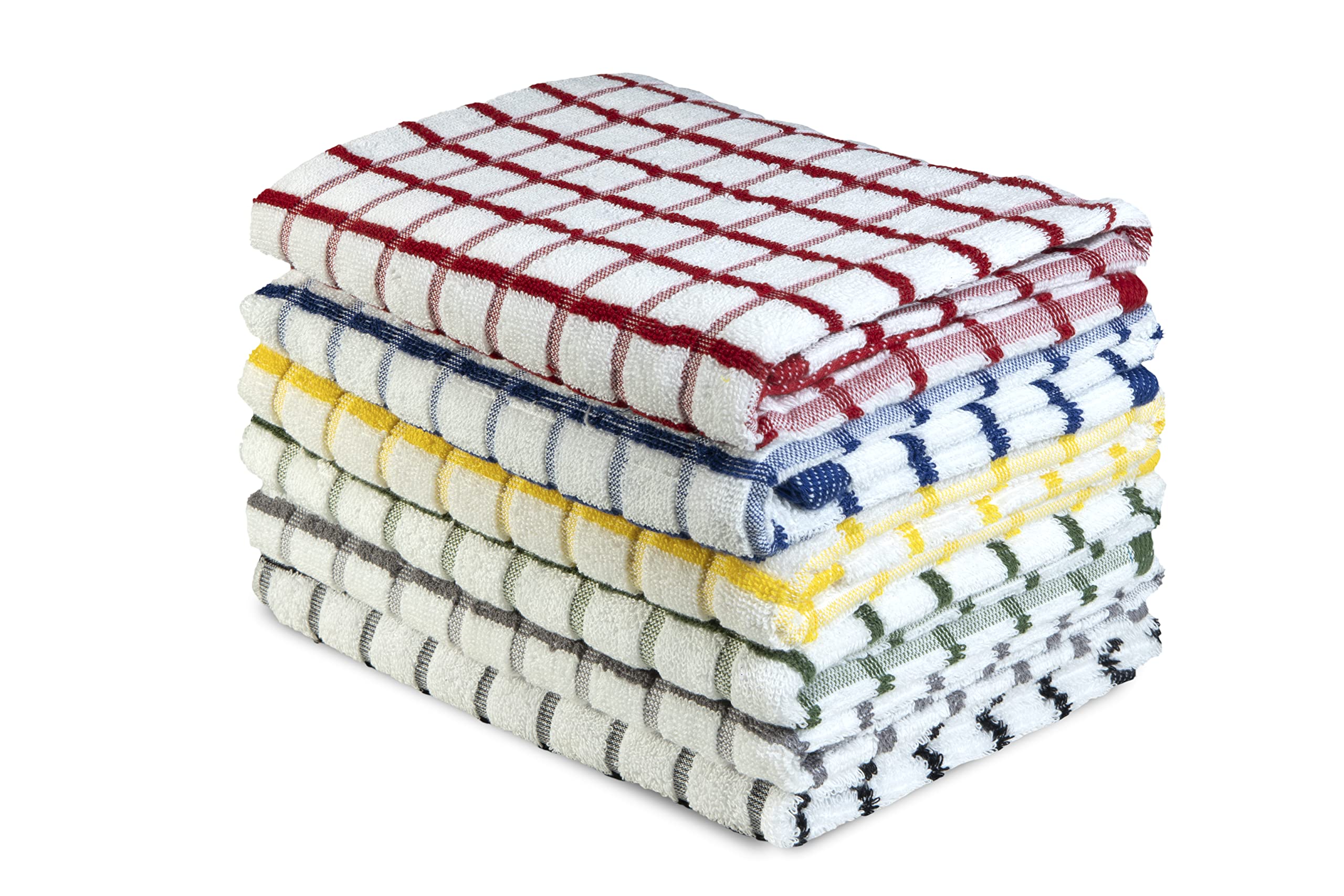 Urban Villa Kitchen Towels 100% Cotton Dish Towels for Kitchen (Set of 6) 20”x30” Dish Cloths Highly Absorbent Kitchen Linen Set with Hanging Loop Perfect for Drying Dishes Cleaning Towels-Blue White