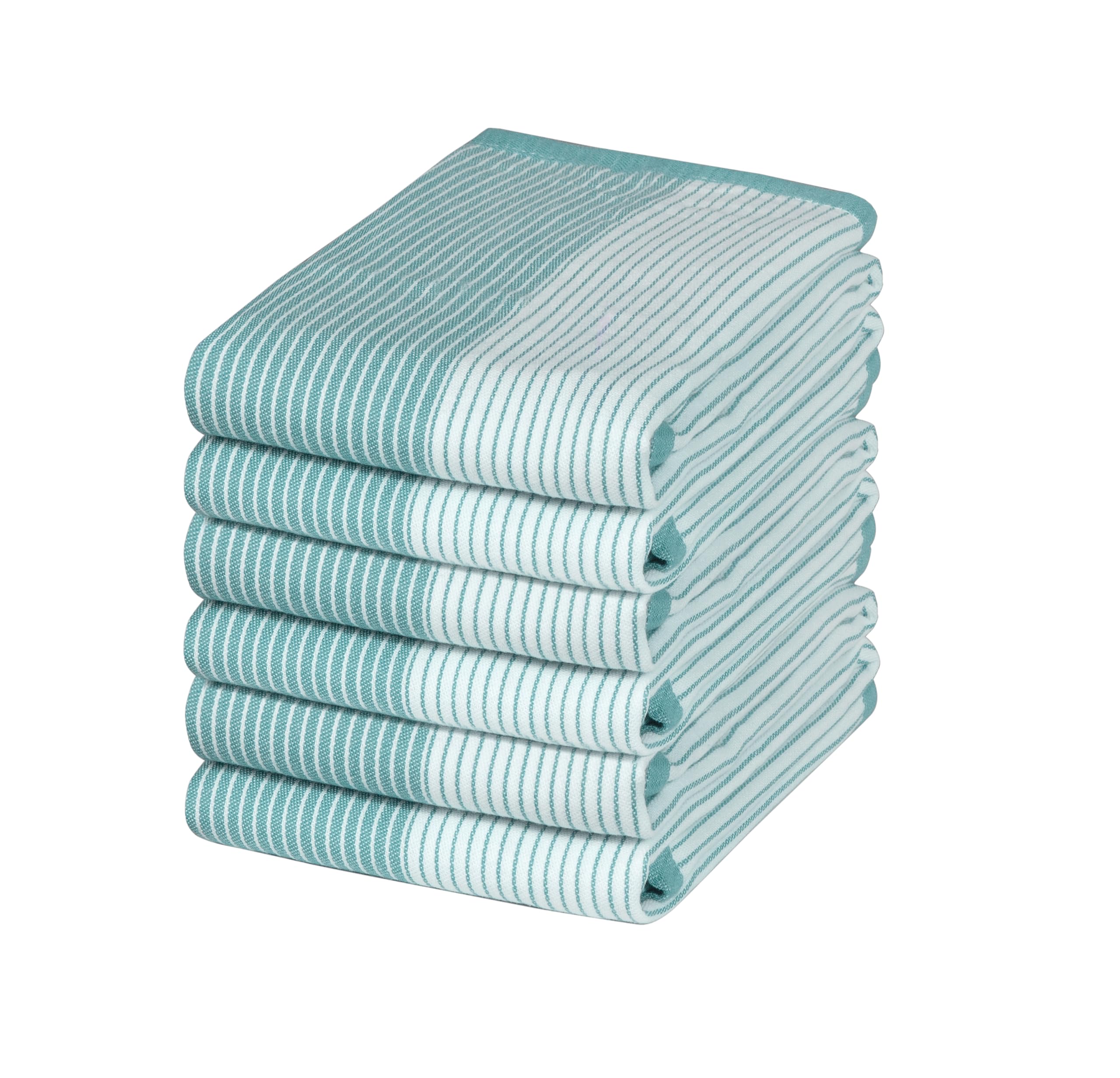 Premium Kitchen Towels (20”x 28”, 6 Pack) | Large Cotton Dish Towels | Flat & Terry Highly Absorbent Kitchen Linen Set with Hanging Loop | Gray