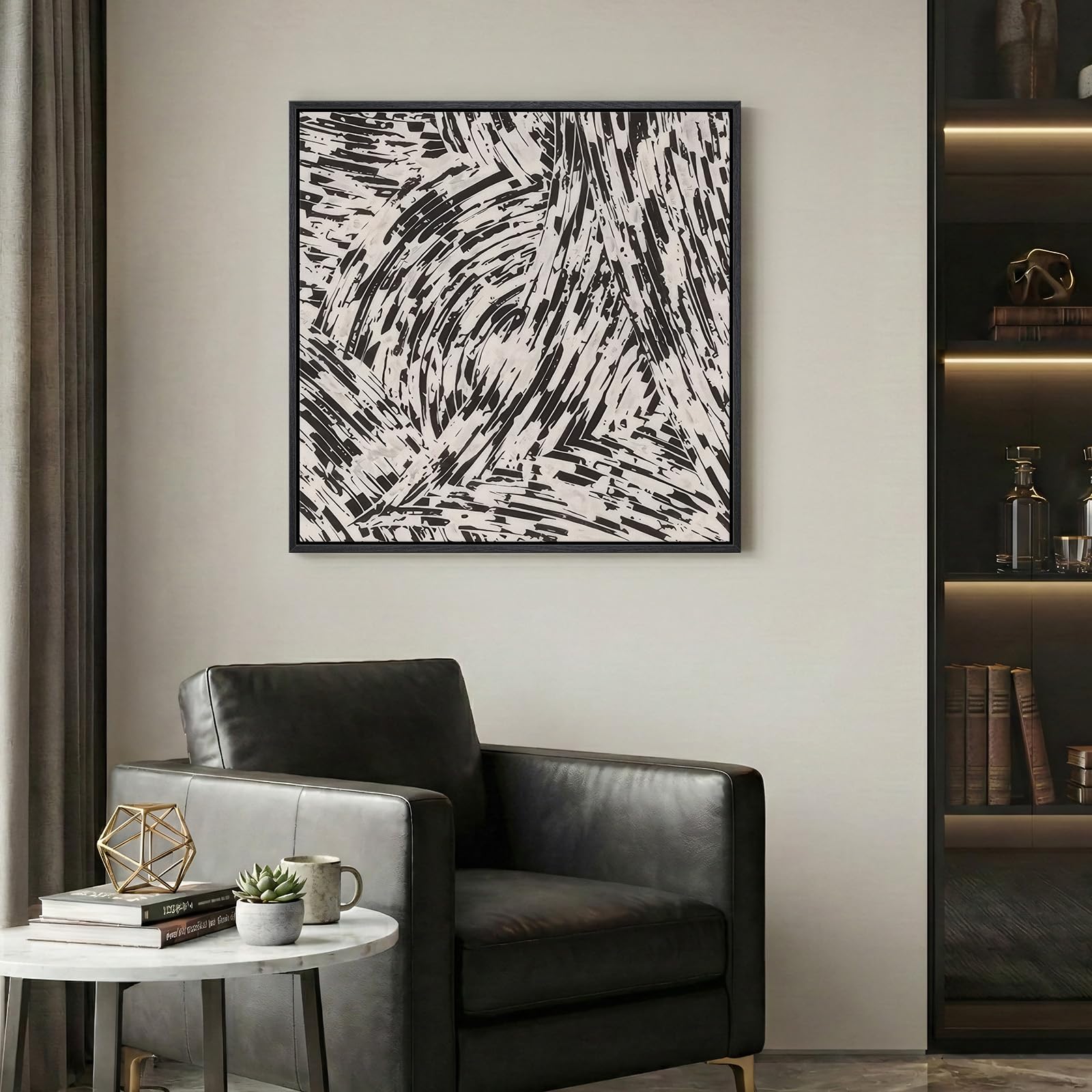 Framed Sage Green Abstract Wall Art, Modern Canvas Prints Artwork for Walls, Square Minimalist All Green Abstract Pictures for Living Room, Hallway, Fireplace, Bedroom, Home Office Wall Decor 30x30 In