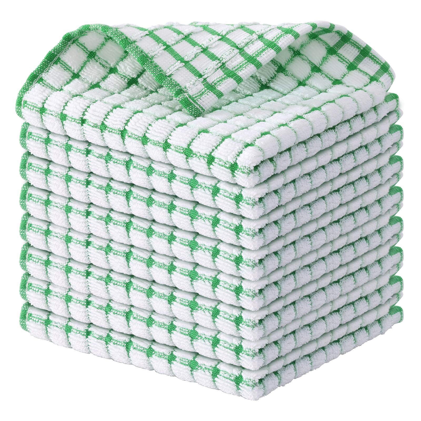 Kitinjoy Cotton 8 Pack Terry Kitchen Dish Cloths, 12 x 12 Inches Super Soft and Absorbent Dish Rags, Quick Drying Dish Towels for Washing Dishes, Mixed Color