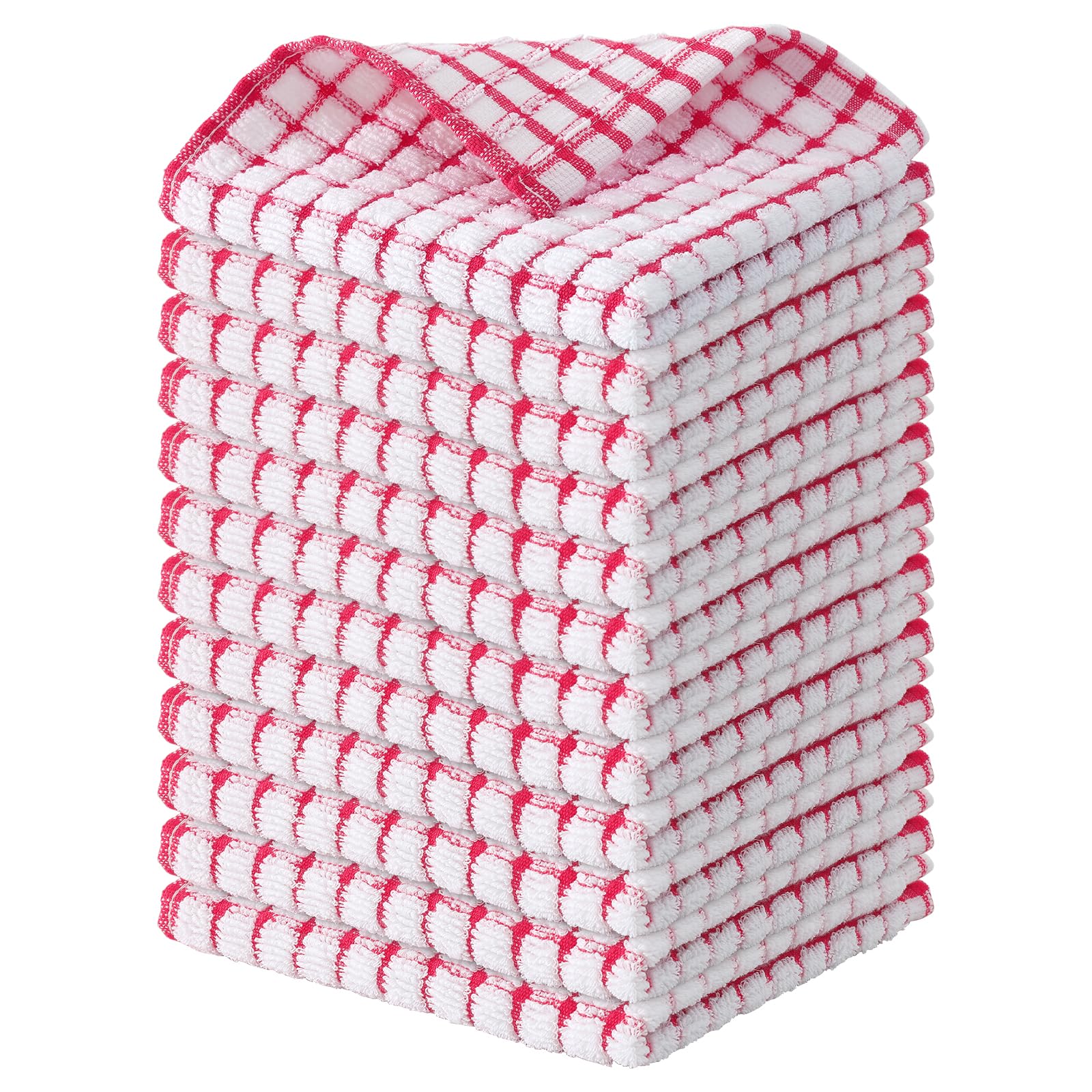 Kitinjoy Cotton 8 Pack Terry Kitchen Dish Cloths, 12 x 12 Inches Super Soft and Absorbent Dish Rags, Quick Drying Dish Towels for Washing Dishes, Mixed Color